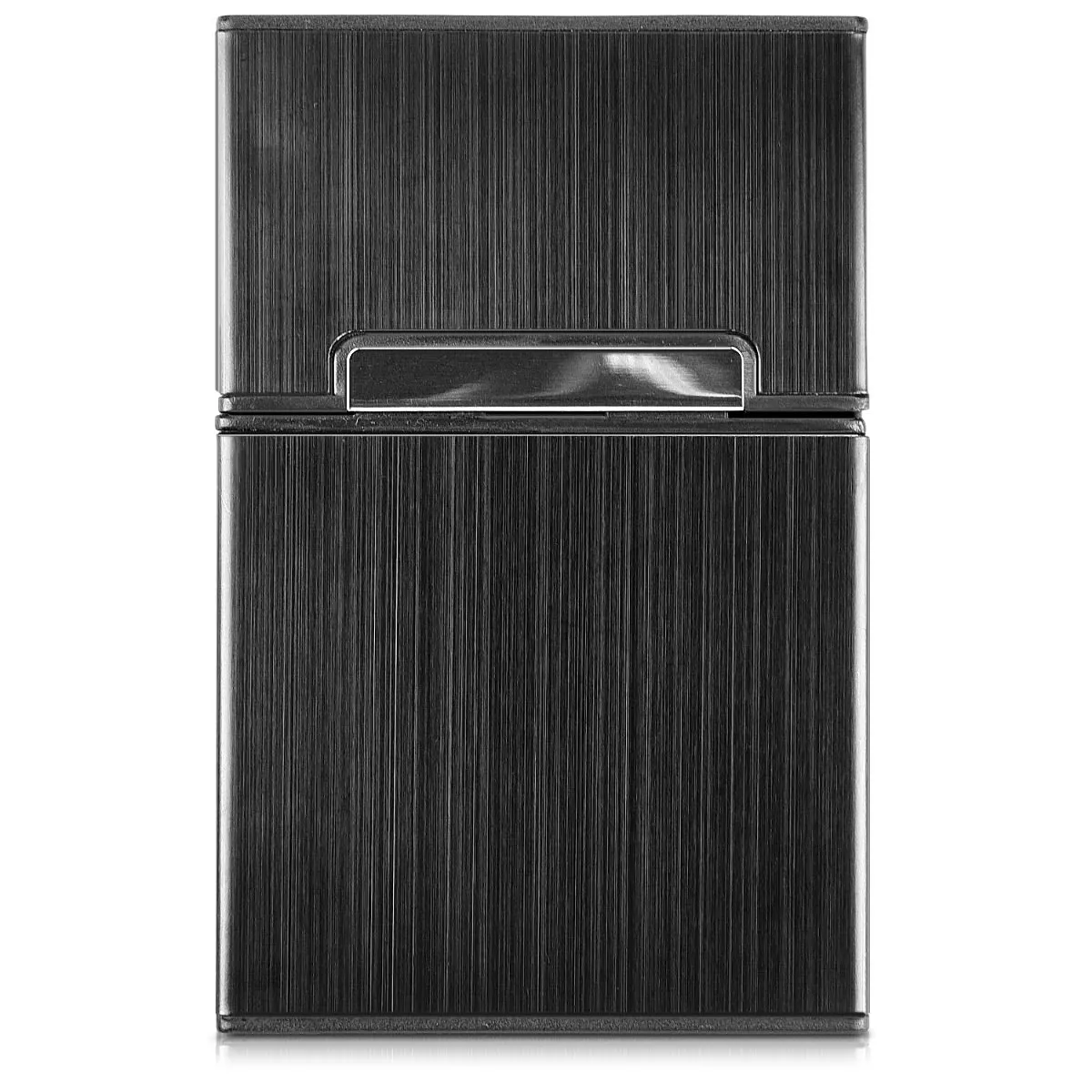 kwmobile Portasigarette in plastica e alluminio per ca.20 sigarette - Contenitore box pacchetto chiusura magnetica con coperchio automatico nero - immagine 8