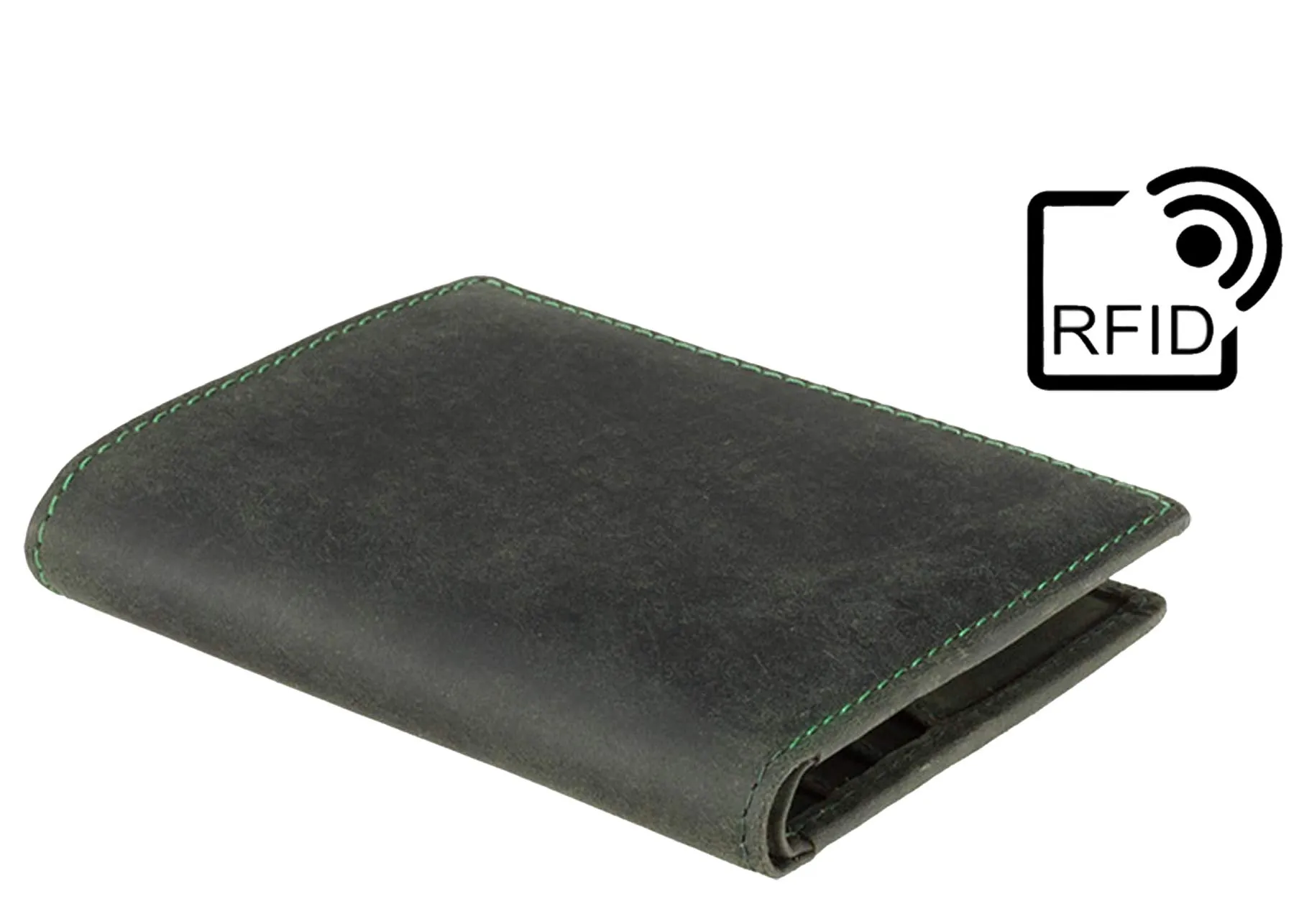 VISCONTI - Portafoglio Uomo Compatto in Pelle - Porta Carte di Credito per 6 Carte con Portamonete - Due Pieghe - RFID - 705 Arrow - Olio Verde - immagine 4