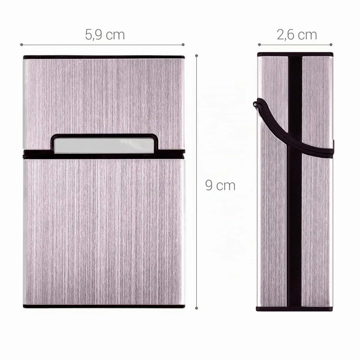 kwmobile Portasigarette in plastica e alluminio per ca.20 sigarette - Contenitore box pacchetto chiusura magnetica con coperchio automatico oro rosa - immagine 3
