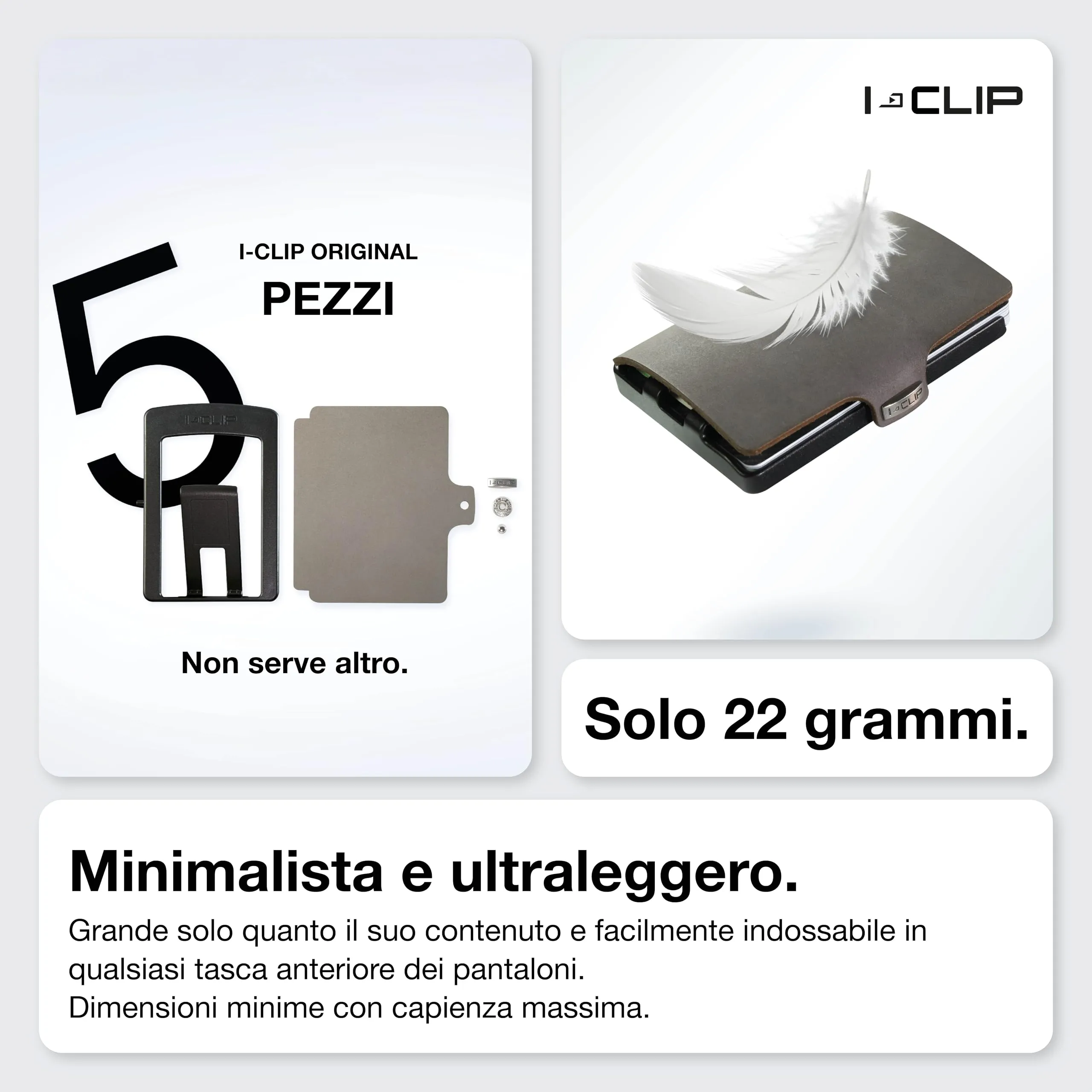 I-CLIP Original Portafoglio da Uomo – Slim Wallet con Fermasoldi - immagine 3