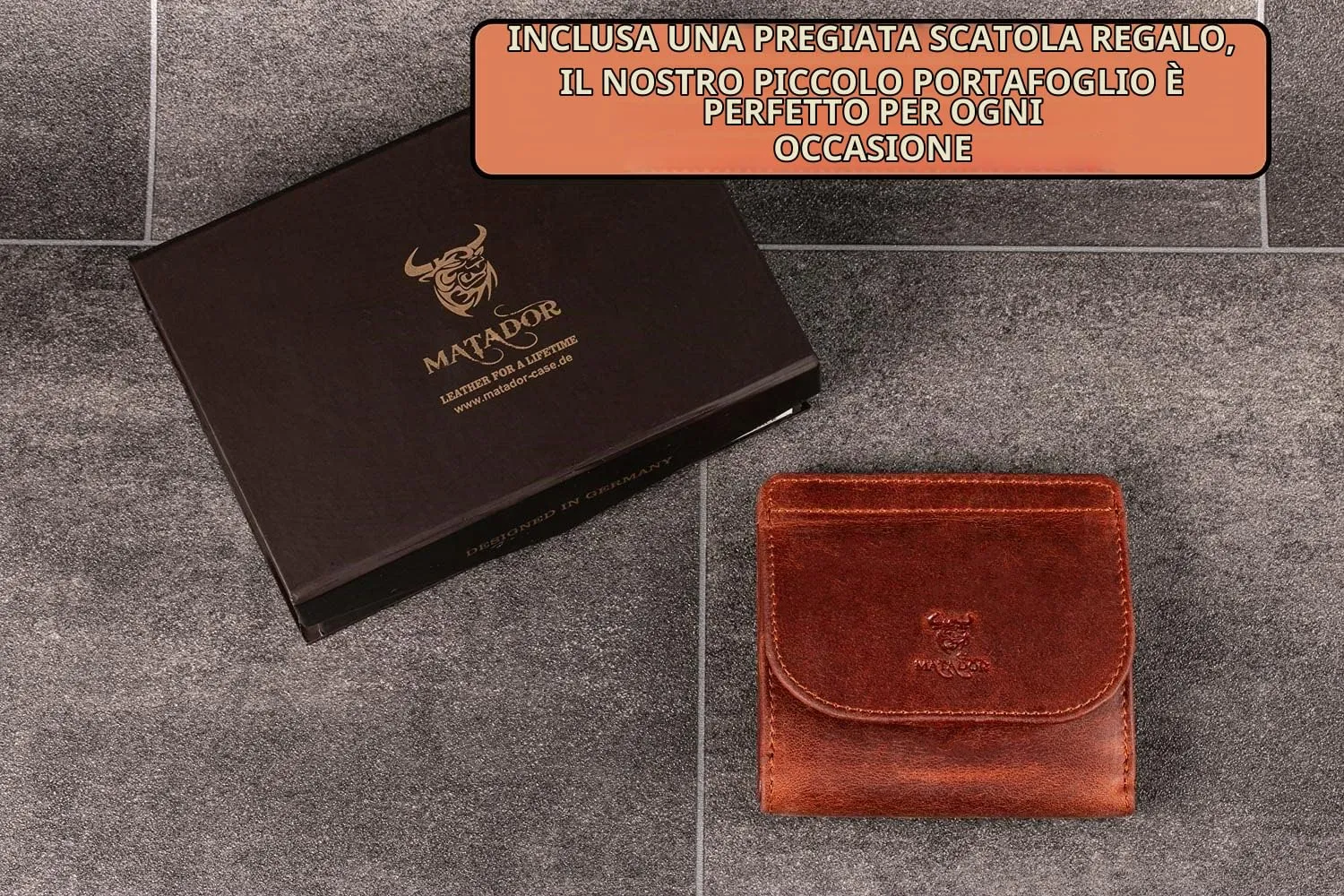Matador Portafoglio Uomo Piccolo Pelle RFID Portamonete Marrone Vintage - immagine 6