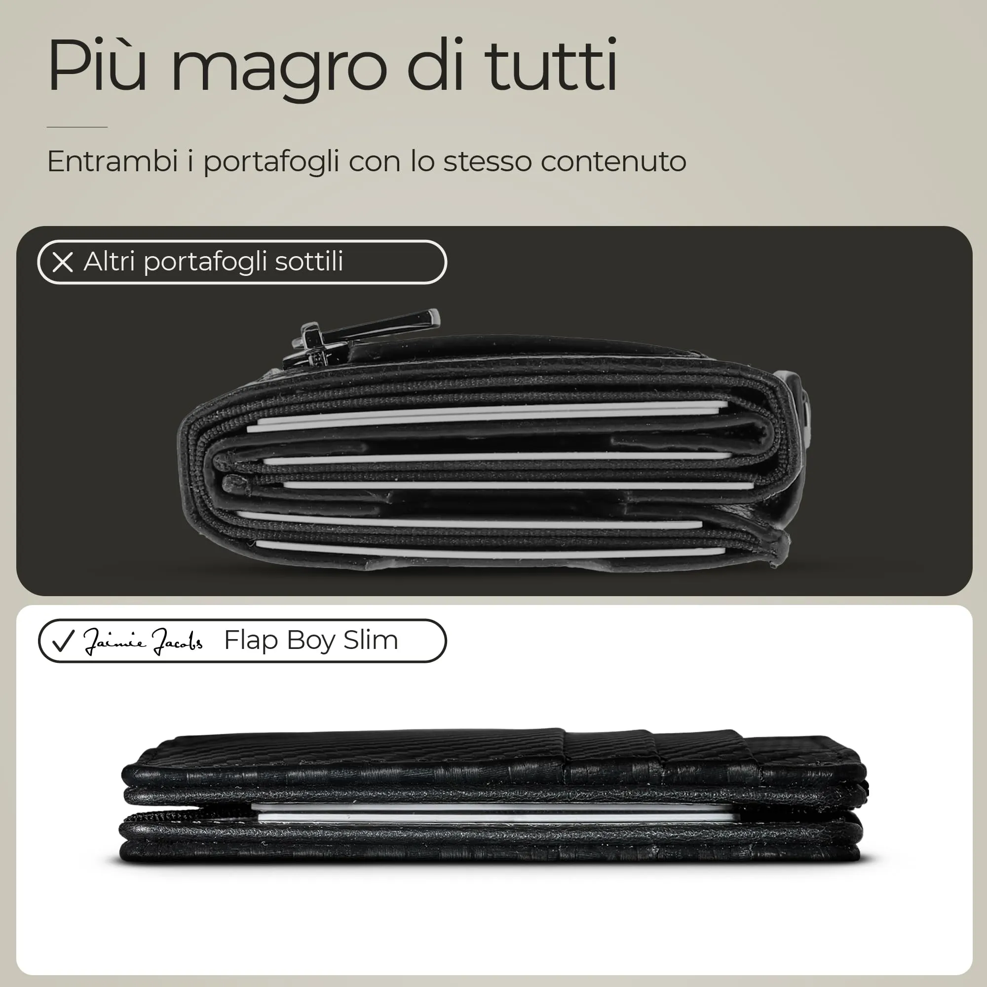 Jaimie Jacobs Portafoglio Magico, Magic Wallet Flap Boy Slim - l'Originale - Protezione RFID, Portafoglio Uomo Piccolo, Porta Carte di Credito Ragazzo, Porta Tessere Slim (Carbonino) - immagine 3