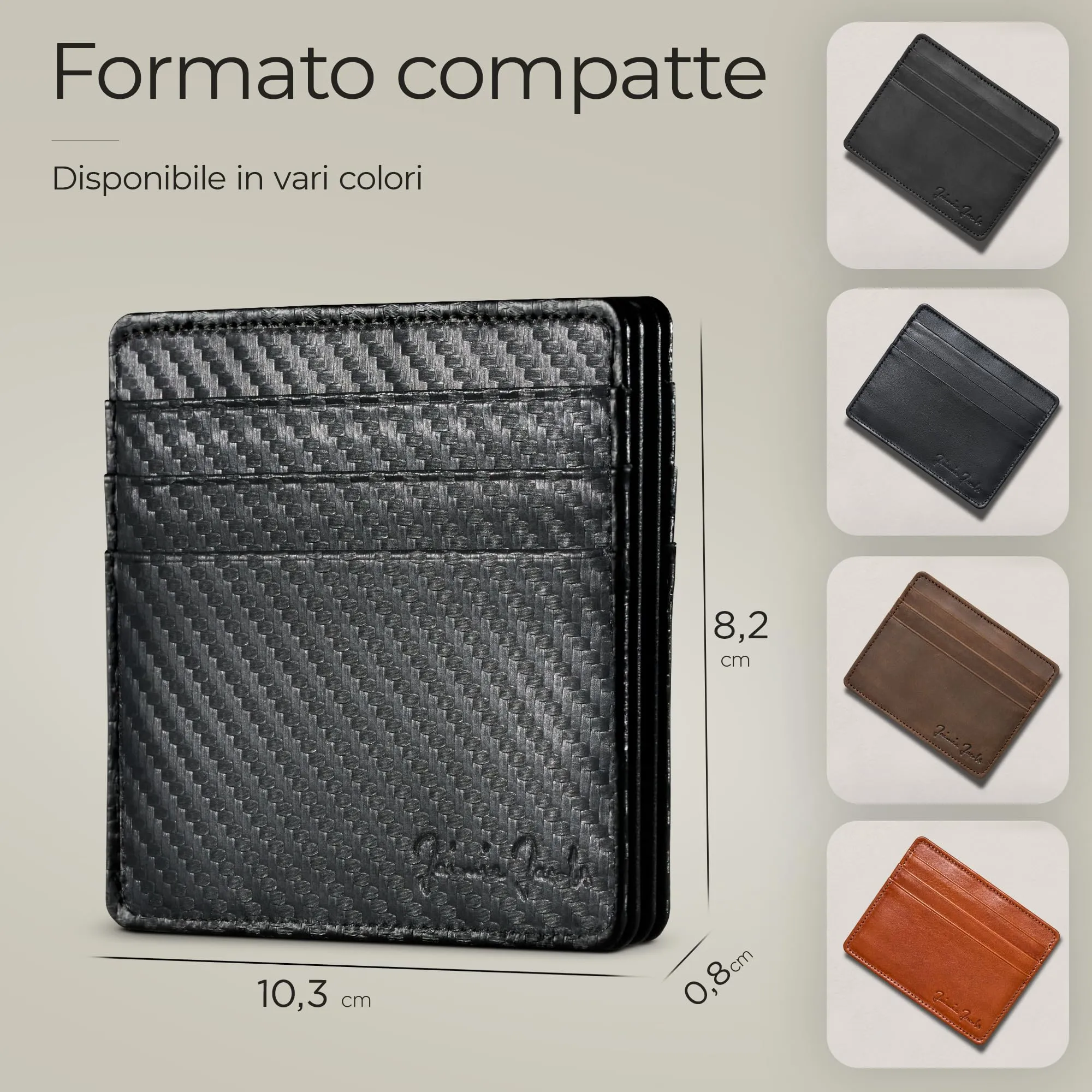 Jaimie Jacobs Portafoglio Magico, Magic Wallet Flap Boy Slim - l'Originale - Protezione RFID, Portafoglio Uomo Piccolo, Porta Carte di Credito Ragazzo, Porta Tessere Slim (Carbonino) - immagine 5