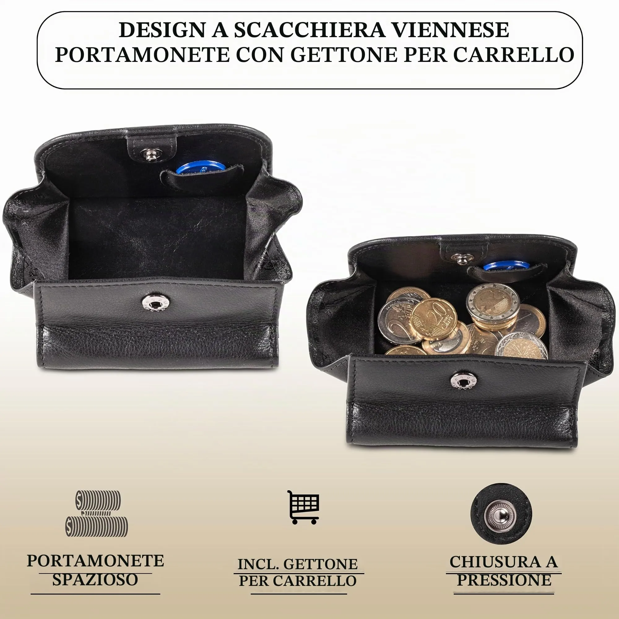 Matador Portafoglio Uomo Piccolo Pelle RFID Portamonete Nero Nappa - immagine 3