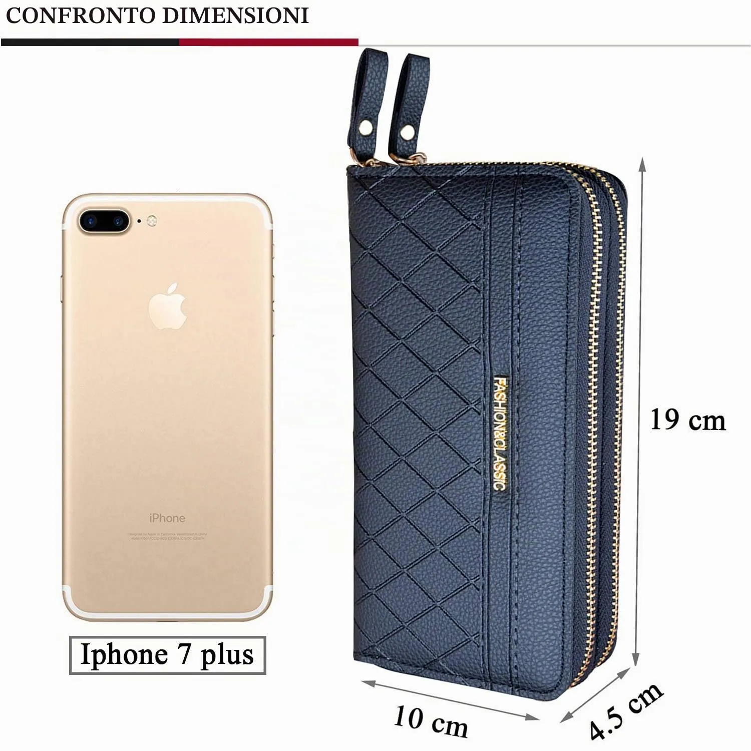 Portafoglio Donna con Doppia Cerniera in Pelle PU - Grande Capacità per Telefono, Monete e Schede Multiple - da Polso (Grigio1) - immagine 4