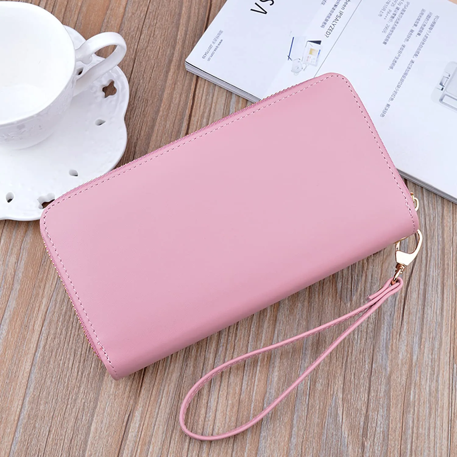 Yixuan Portafoglio Donna Grande in Ecopelle con Doppia Cerniera, Multi-Carte, Borsellino con Tasca per Cellulare - immagine 8
