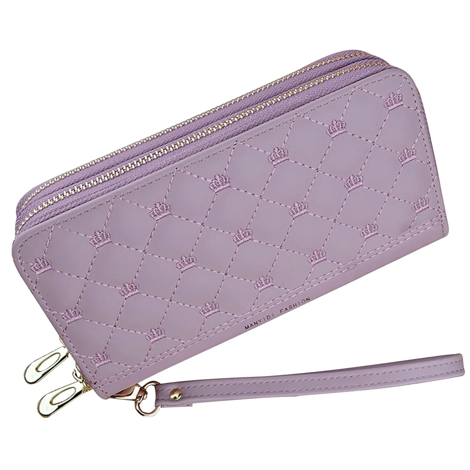 Yixuan Portafoglio Donna Ecopelle con Doppia Cerniera, Borsellino Lungo Multi-carte con Tasca per Cellulare - immagine 1