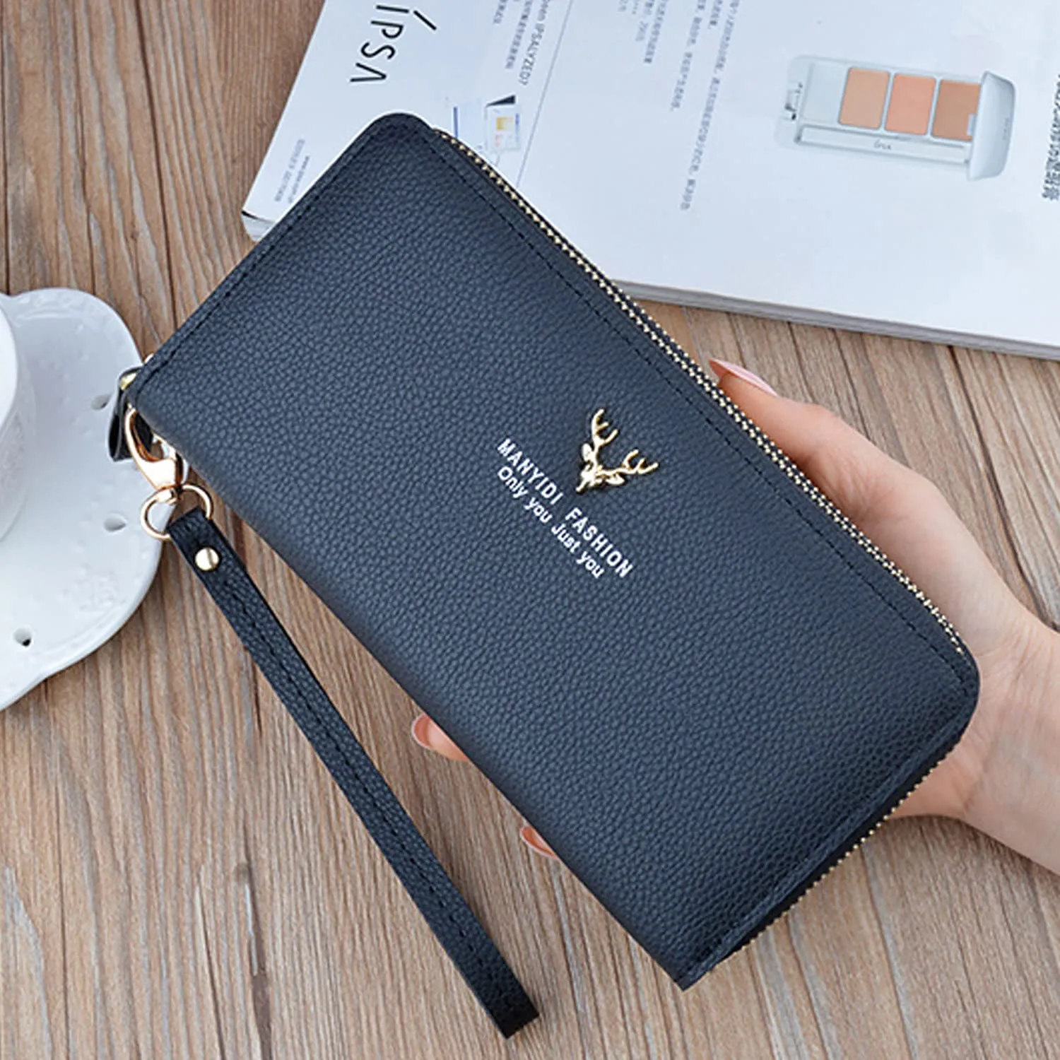 Yixuan Portafoglio Donna Grande in Ecopelle con Cerniere Doppie, Borsellino Lungo, Tasca per Cellulare e Multi-carte - immagine 6