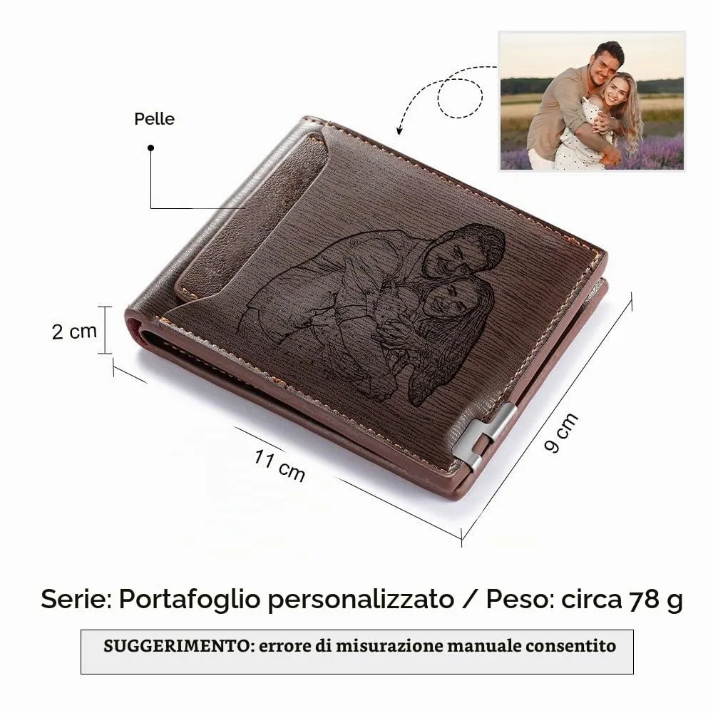 Glooraca Portafogli in pelle personalizzati per uomo Portafogli da uomo personalizzati Portafogli fotografici incisi per papà marito fidanzato (Stile F) - immagine 3