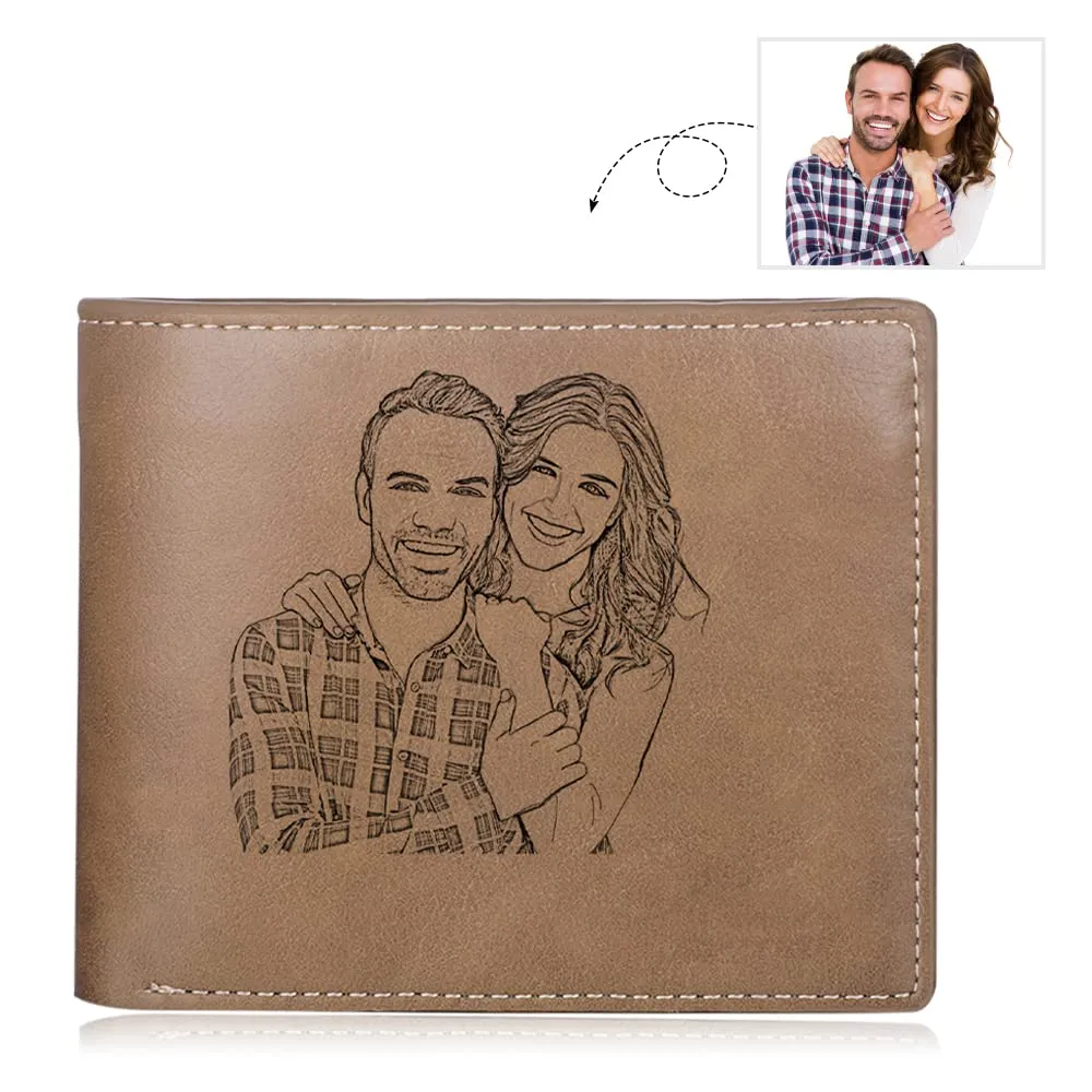 Glooraca Portafogli in pelle personalizzati per uomo Portafogli da uomo personalizzati Portafogli fotografici incisi per papà marito fidanzato (Stile M) - immagine 3