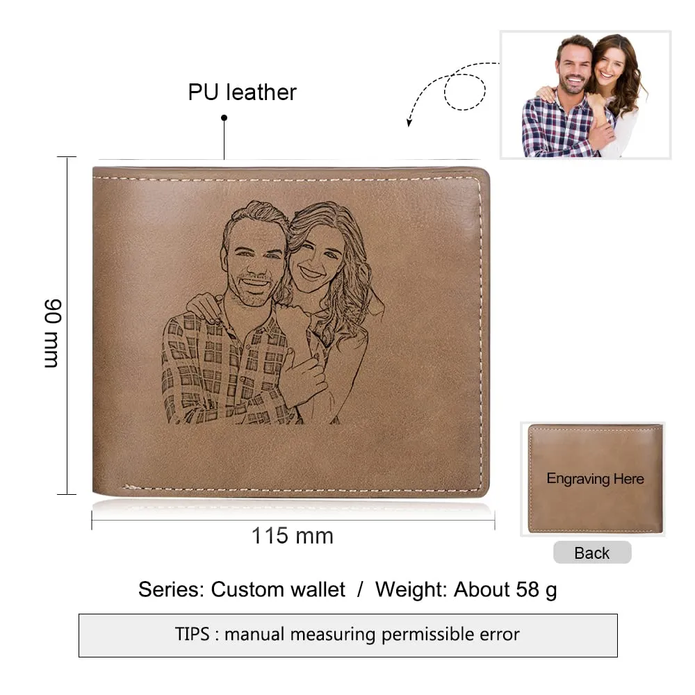 Glooraca Portafogli in pelle personalizzati per uomo Portafogli da uomo personalizzati Portafogli fotografici incisi per papà marito fidanzato (Stile M) - immagine 4