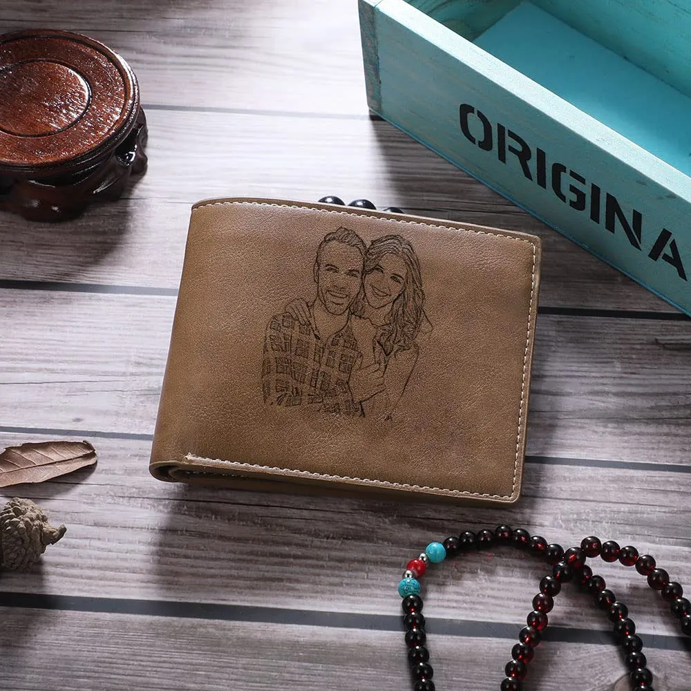 Glooraca Portafogli in pelle personalizzati per uomo Portafogli da uomo personalizzati Portafogli fotografici incisi per papà marito fidanzato (Stile M) - immagine 6