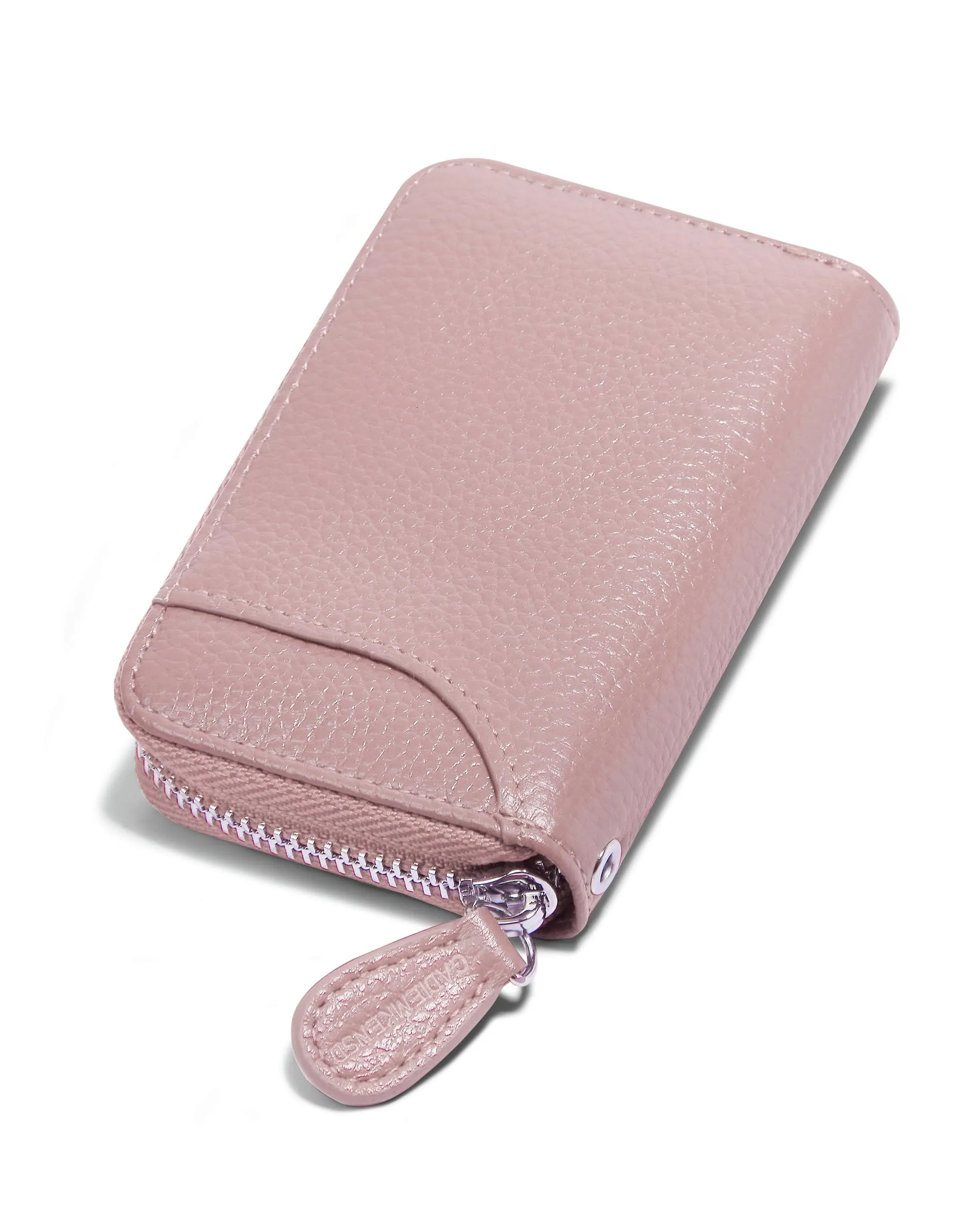 Womens Credit Card Holder Small RFID Blocking Ladies Wallet with Stainless Steel Zipper Excellent Genuine Leather Accordion Wallets Case for Women ID Compact Slim Blocked Zip Accordian Cards Pink - immagine 1