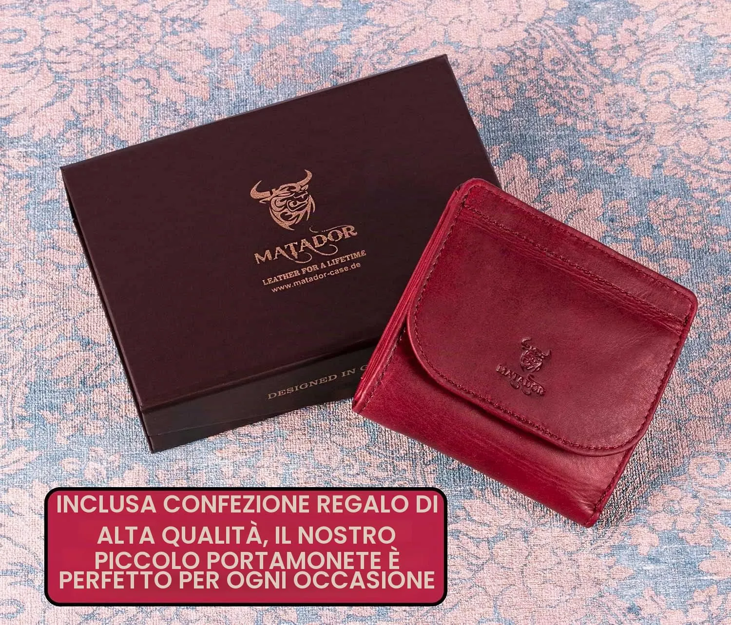 Matador Portafoglio Donna Piccolo Pelle RFID Portamonete Rosa - immagine 6