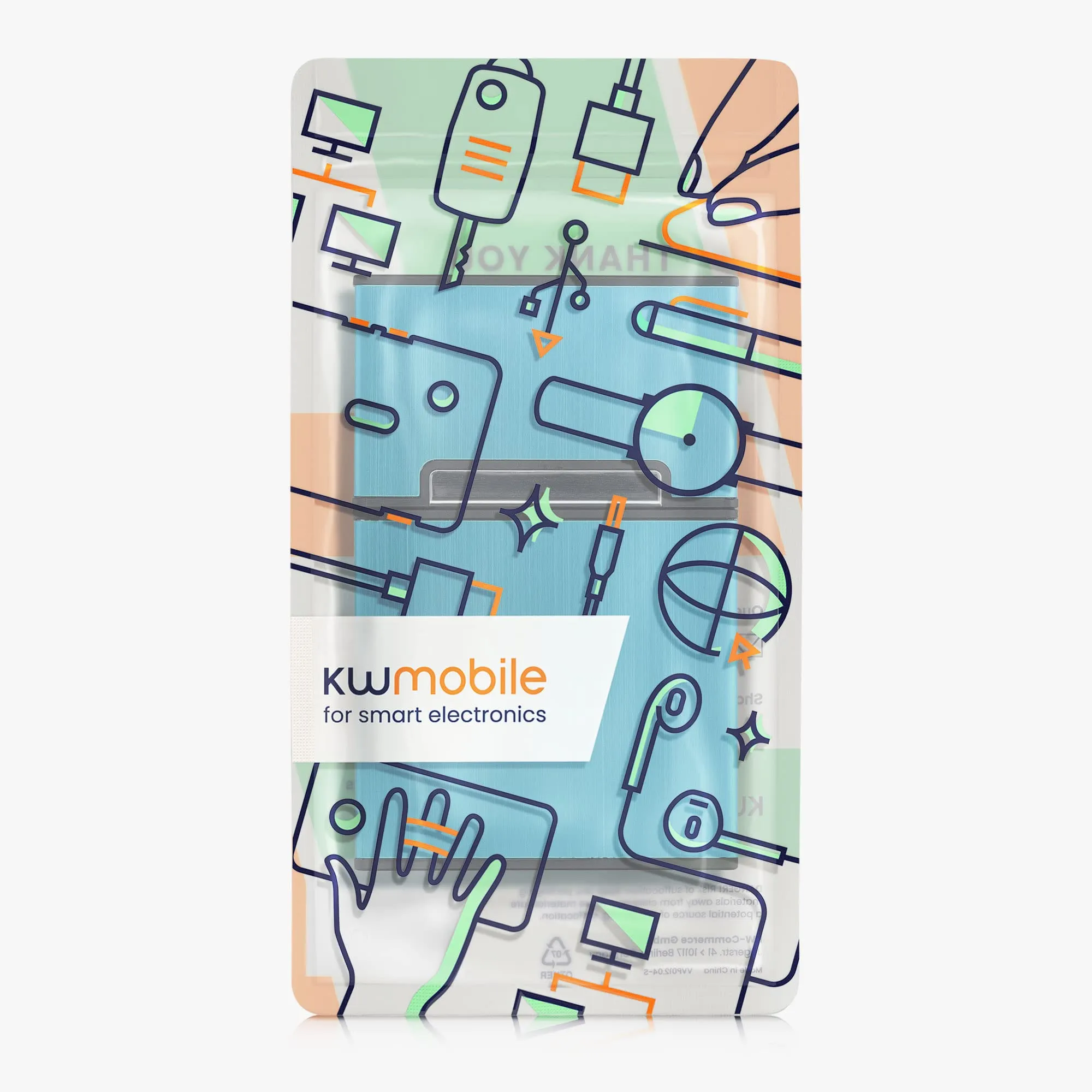 kwmobile Portasigarette in plastica e alluminio per ca.20 sigarette - Contenitore box pacchetto chiusura magnetica con coperchio automatico blu chiaro - immagine 7