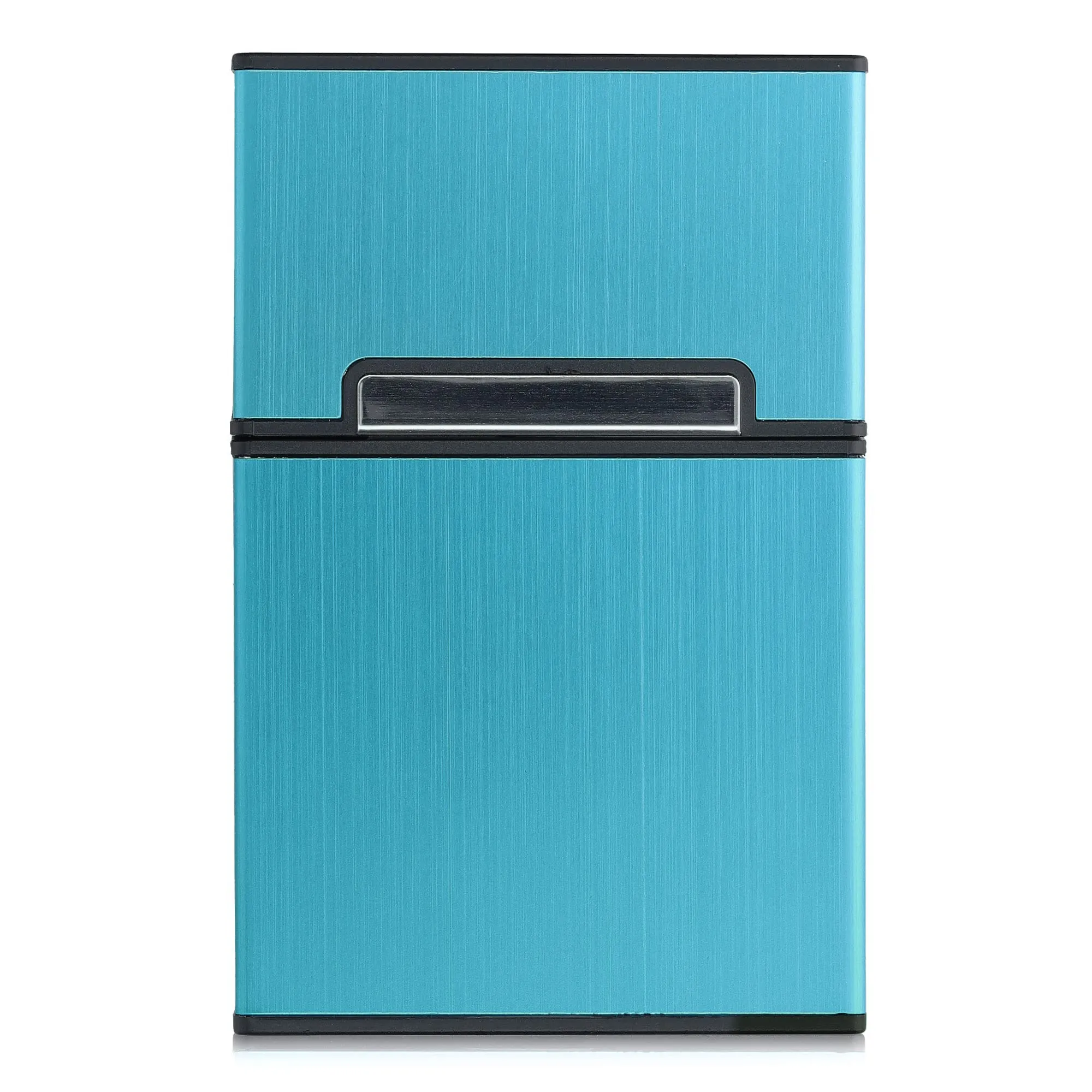 kwmobile Portasigarette in plastica e alluminio per ca.20 sigarette - Contenitore box pacchetto chiusura magnetica con coperchio automatico blu chiaro - immagine 8