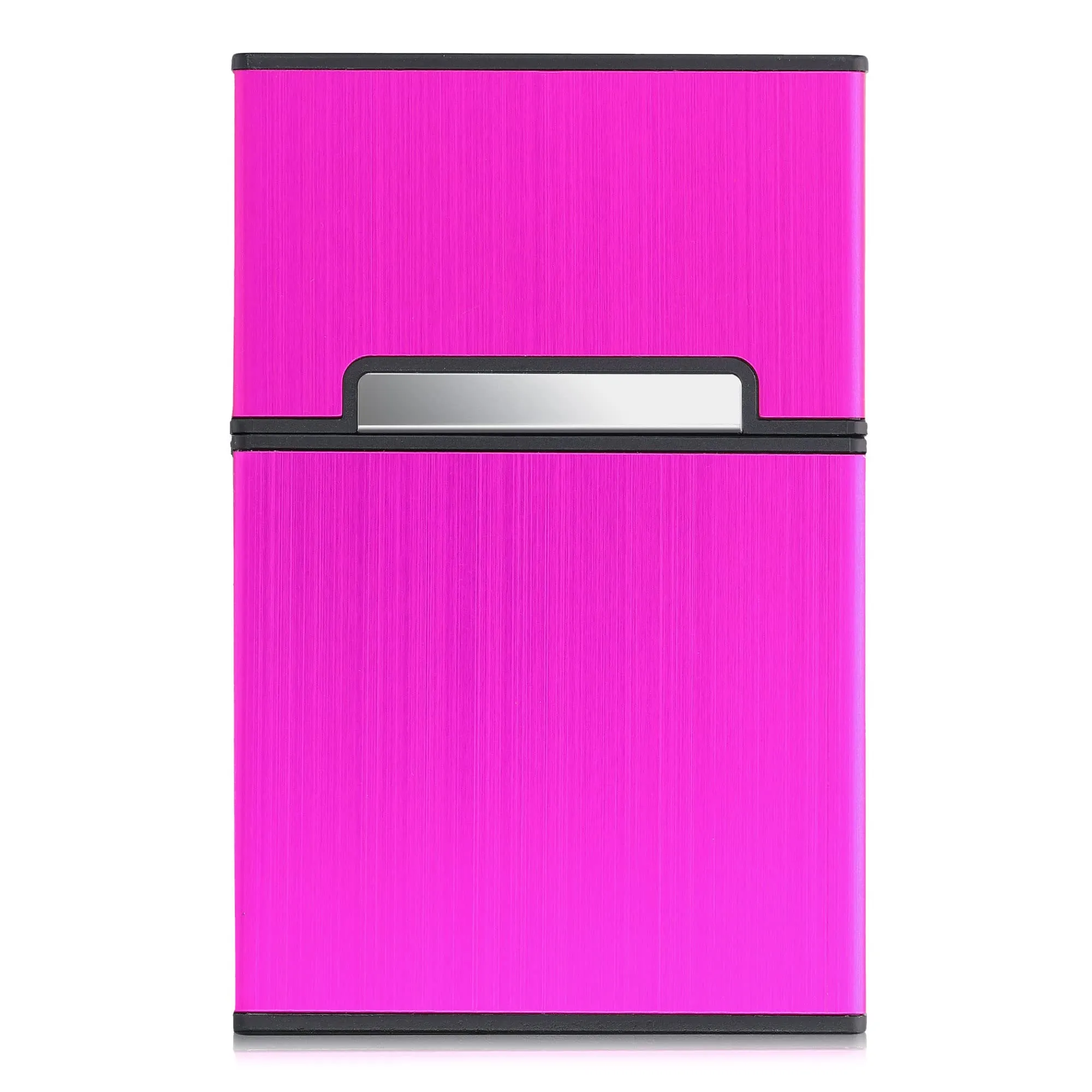 kwmobile Portasigarette in plastica e alluminio per ca.20 sigarette - Contenitore box pacchetto chiusura magnetica con coperchio automatico fucsia - immagine 5