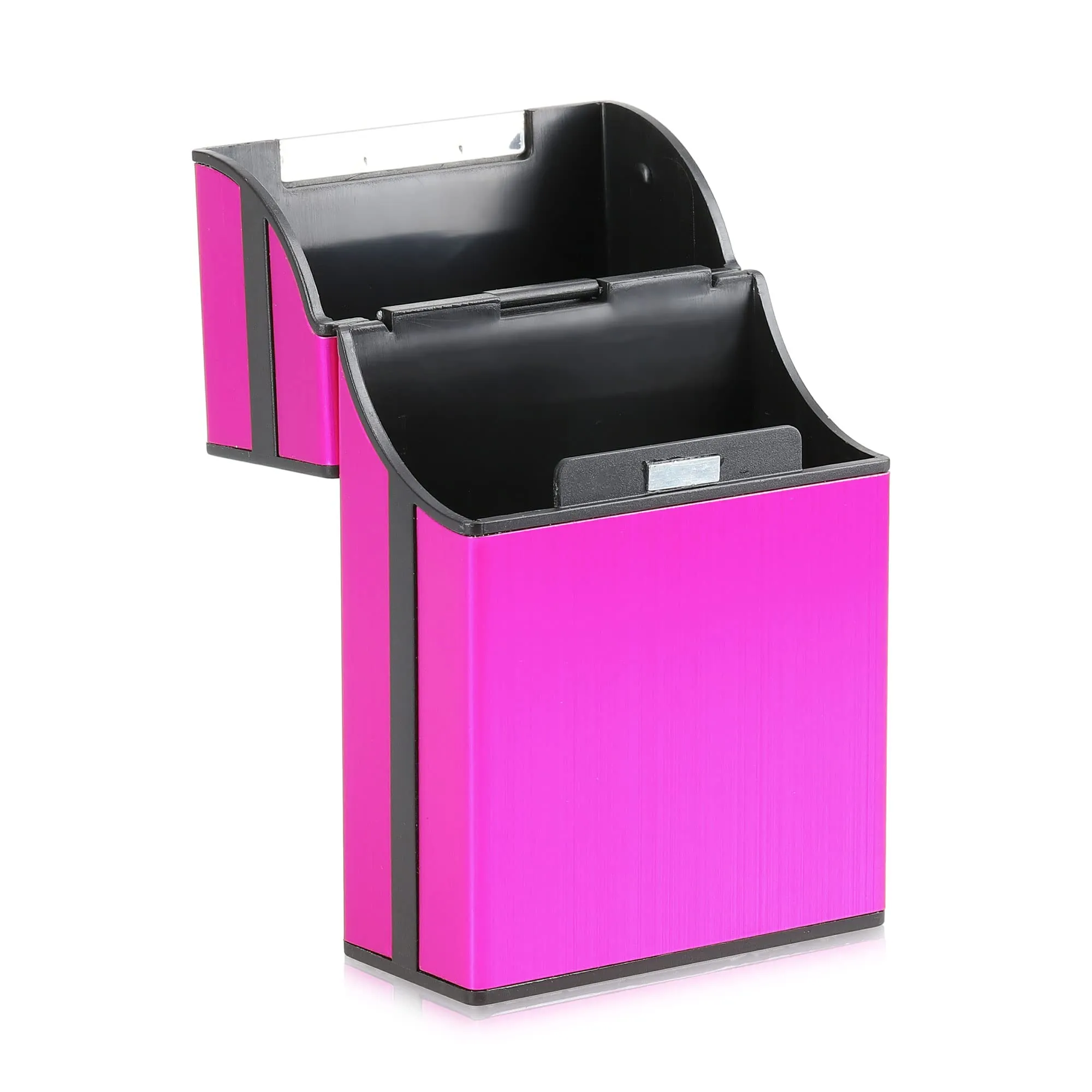 kwmobile Portasigarette in plastica e alluminio per ca.20 sigarette - Contenitore box pacchetto chiusura magnetica con coperchio automatico fucsia - immagine 6