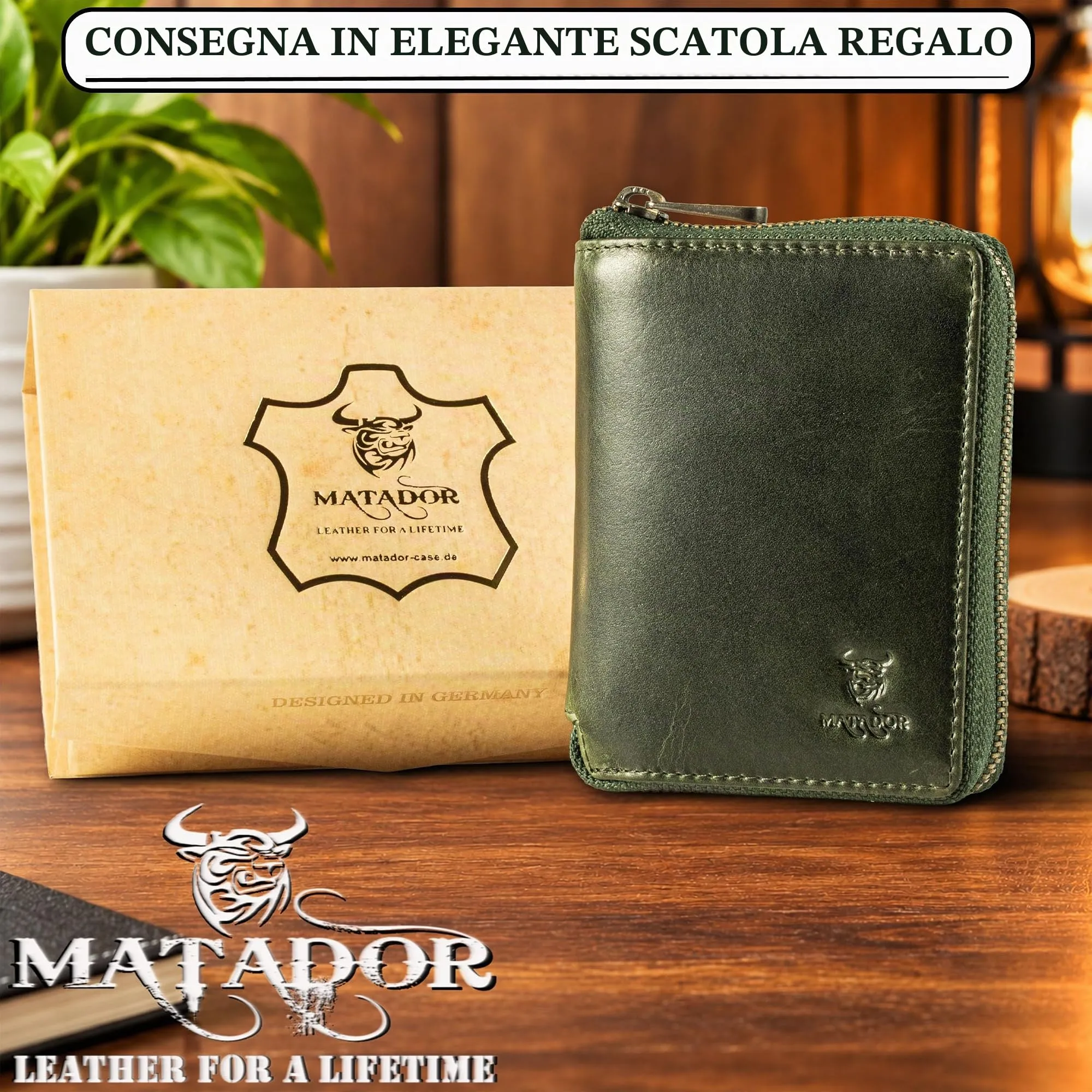 Matador Porta Carte Uomo Donna Portafoglio RFID, Verde - immagine 5