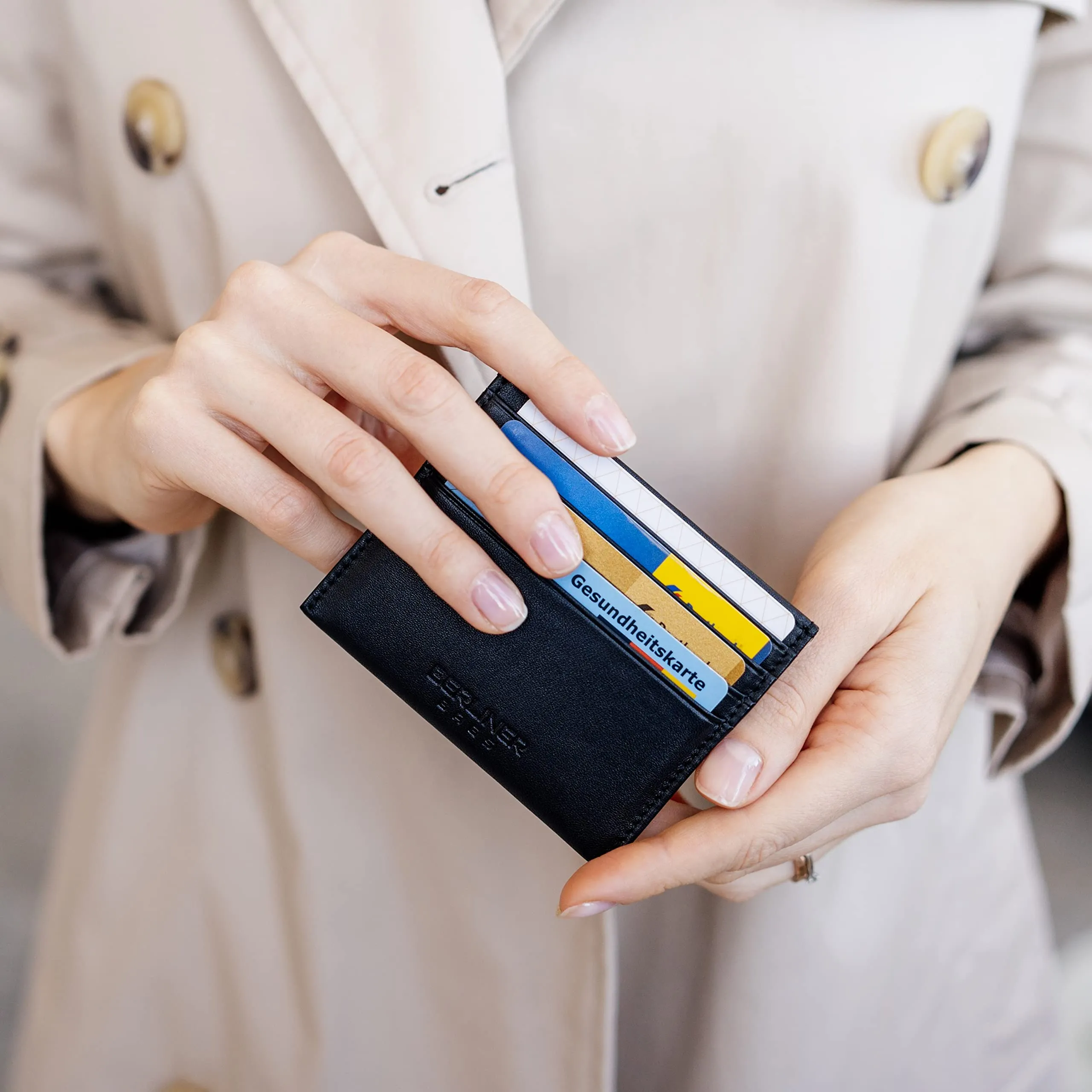 Berliner Bags Portacarte Uomo Slim Sottile in Vera Pelle con RFID e 8 Carte - immagine 3