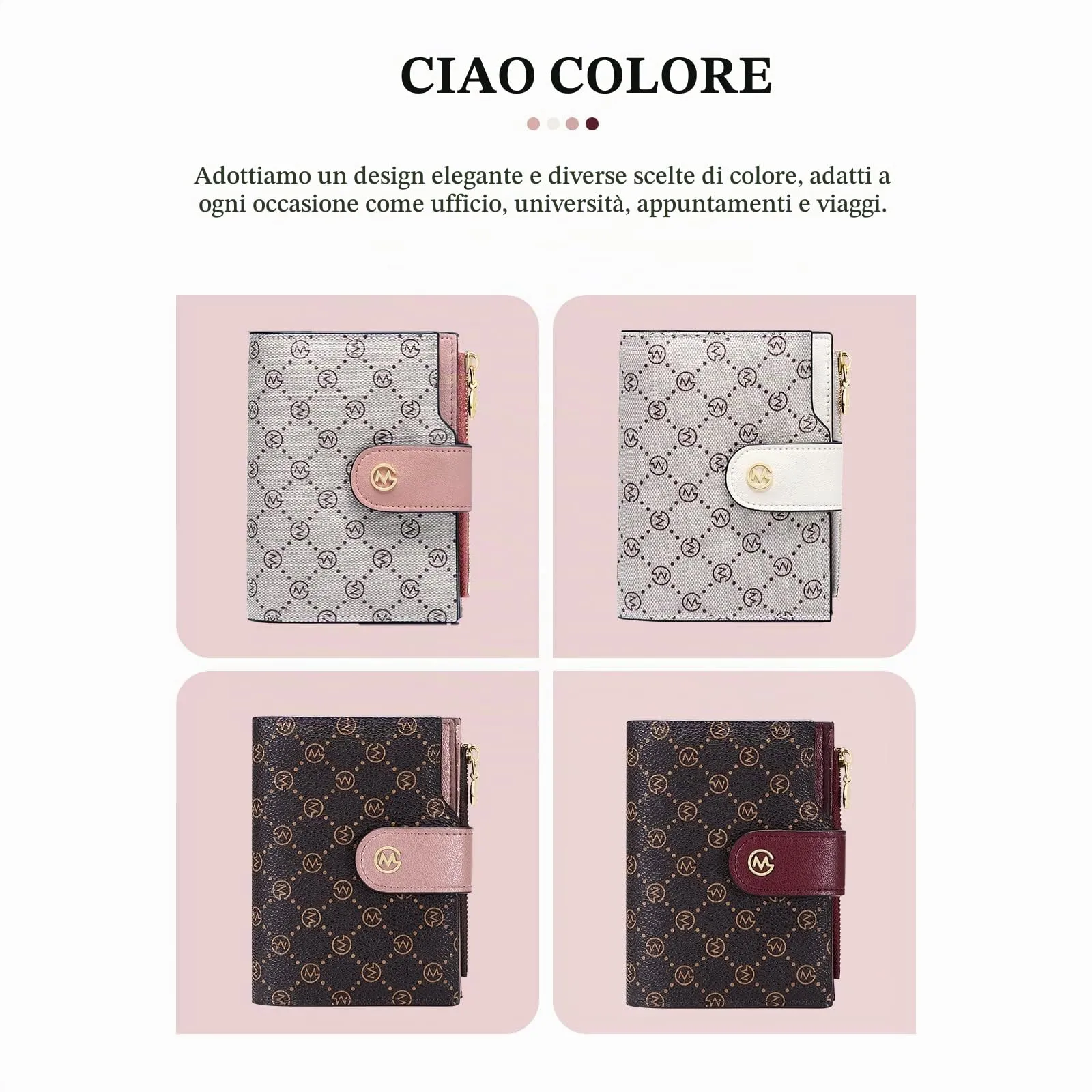 GOLF SUPAGS Portafogli per Donna Porta Carte di Credito in Pelle PVC Organizzatore Multi-Carta di Grande Capacità Portamonete Piccolo con Tasca con Cerniera Bifold - immagine 5