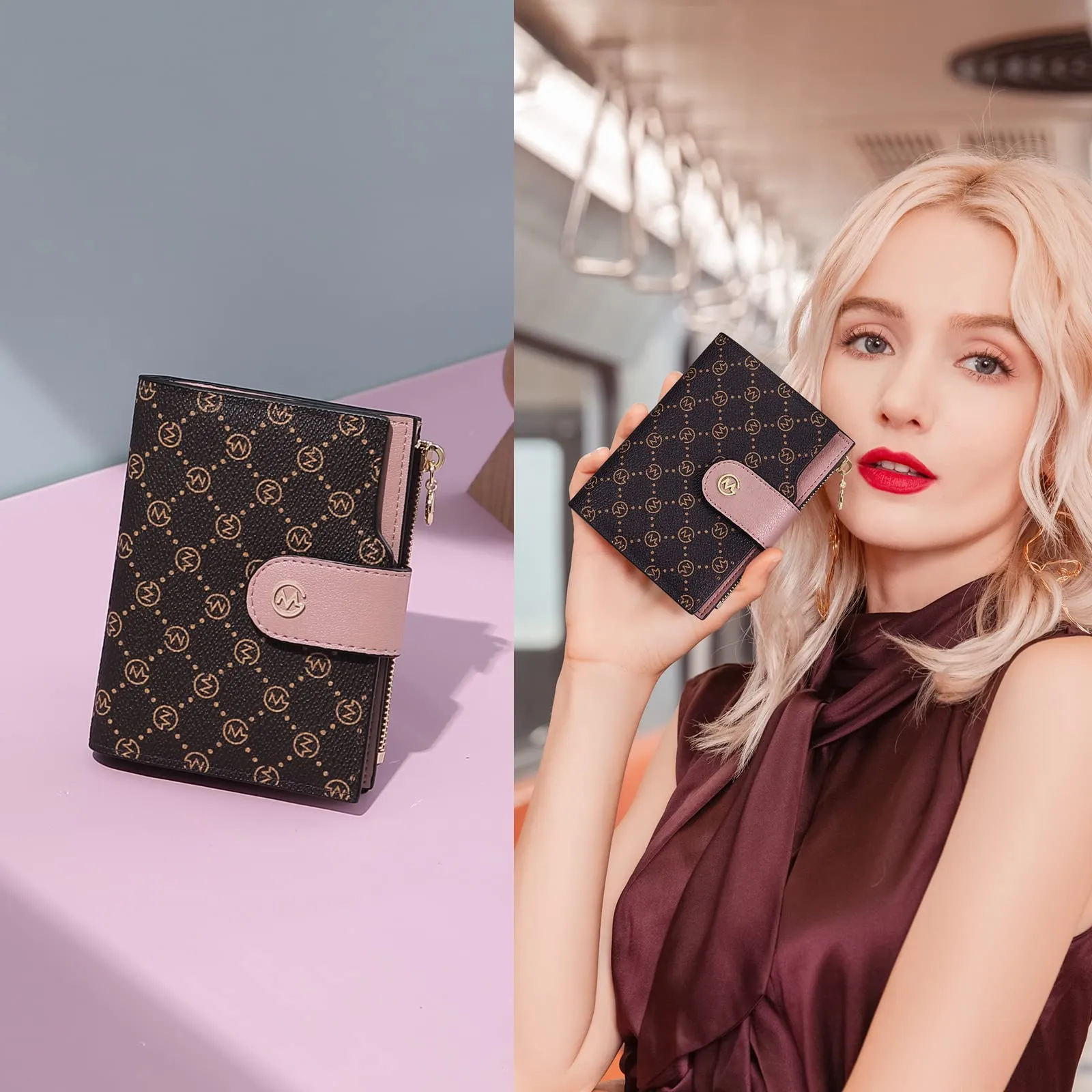 GOLF SUPAGS Portafogli per Donna Porta Carte di Credito in Pelle PVC Organizzatore Multi-Carta di Grande Capacità Portamonete Piccolo con Tasca con Cerniera Bifold - immagine 6