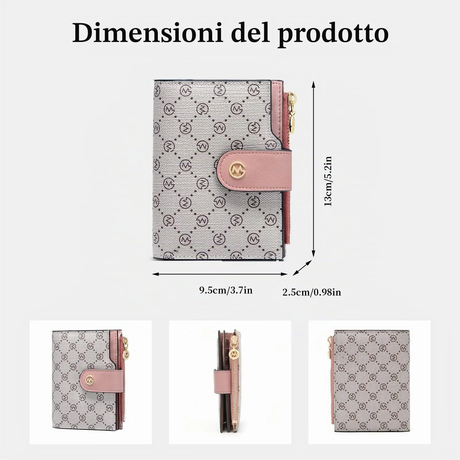 GOLF SUPAGS Portafogli per Donna Porta Carte di Credito in Pelle PVC Organizzatore Multi-Carta di Grande Capacità Portamonete Piccolo con Tasca con Cerniera Bifold - immagine 4