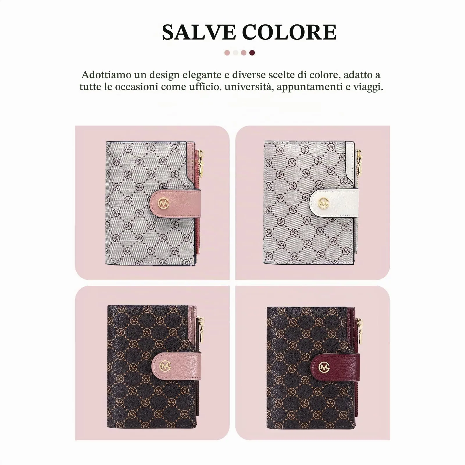 GOLF SUPAGS Portafogli per Donna Porta Carte di Credito in Pelle PVC Organizzatore Multi-Carta di Grande Capacità Portamonete Piccolo con Tasca con Cerniera Bifold - immagine 5