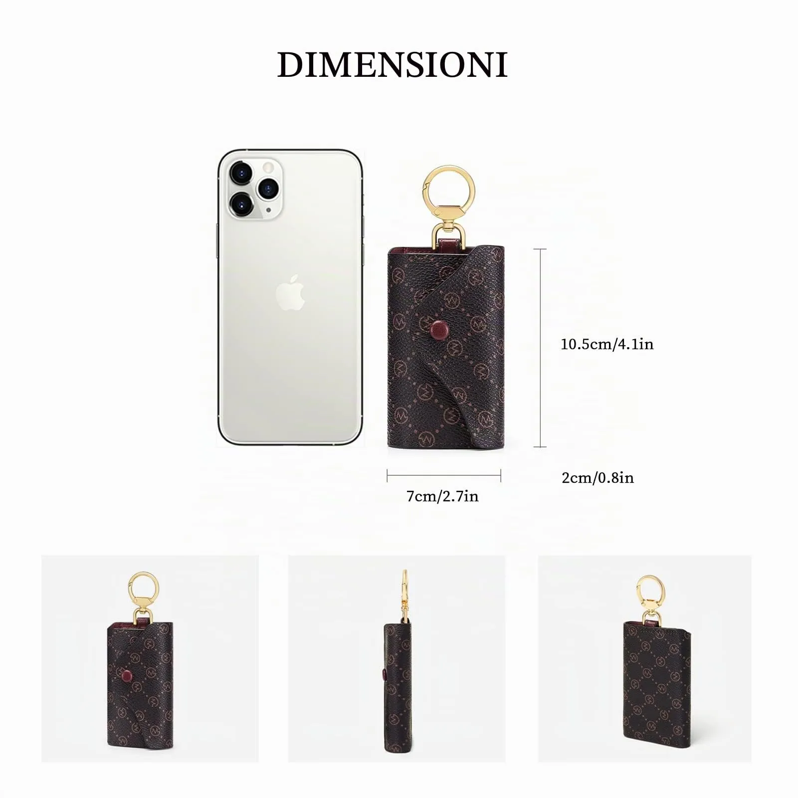 GOLF SUPAGS Portachiavi Porta Carte da Donna in Pelle PVC Portafoglio Con 6 Ganci, Chiusura a Scatto, per Chiavi, Organizer per Denaro - immagine 4
