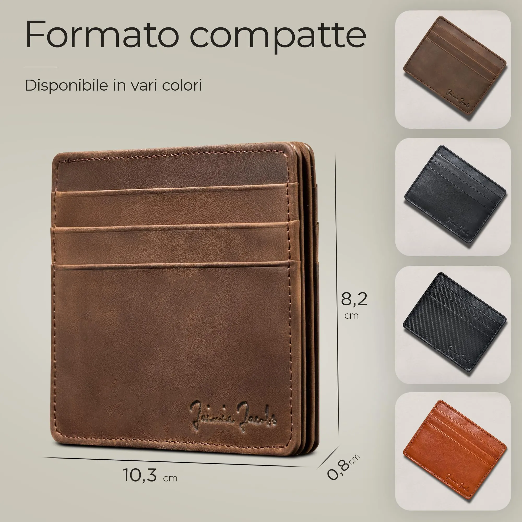 Jaimie Jacobs Portafoglio Magico, Magic Wallet Flap Boy Slim - l'Originale - Protezione RFID, Portafoglio Uomo Piccolo, Porta Carte di Credito, Porta Tessere (Abbronzatura Scuro) - immagine 5