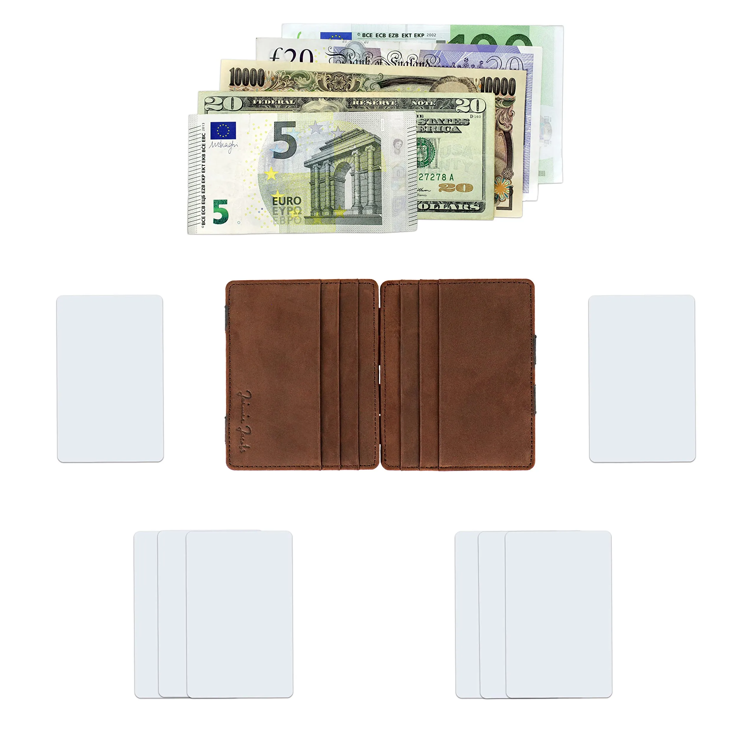 Jaimie Jacobs Portafoglio Magico, Magic Wallet Flap Boy Slim - l'Originale - Protezione RFID, Portafoglio Uomo Piccolo, Porta Carte di Credito, Porta Tessere (Abbronzatura Scuro) - immagine 7