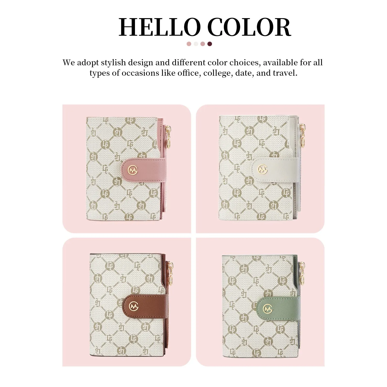 GOLF SUPAGS Portafogli per Donna Porta Carte di Credito in Pelle PVC Organizzatore Multi-Carta di Grande Capacità Portamonete Piccolo con Tasca con Cerniera Bifold - immagine 2