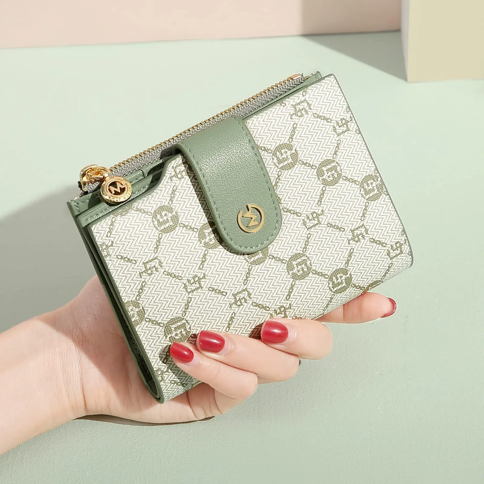 GOLF SUPAGS Portafogli per Donna Porta Carte di Credito in Pelle PVC Organizzatore Multi-Carta di Grande Capacità Portamonete Piccolo con Tasca con Cerniera Bifold - immagine 5