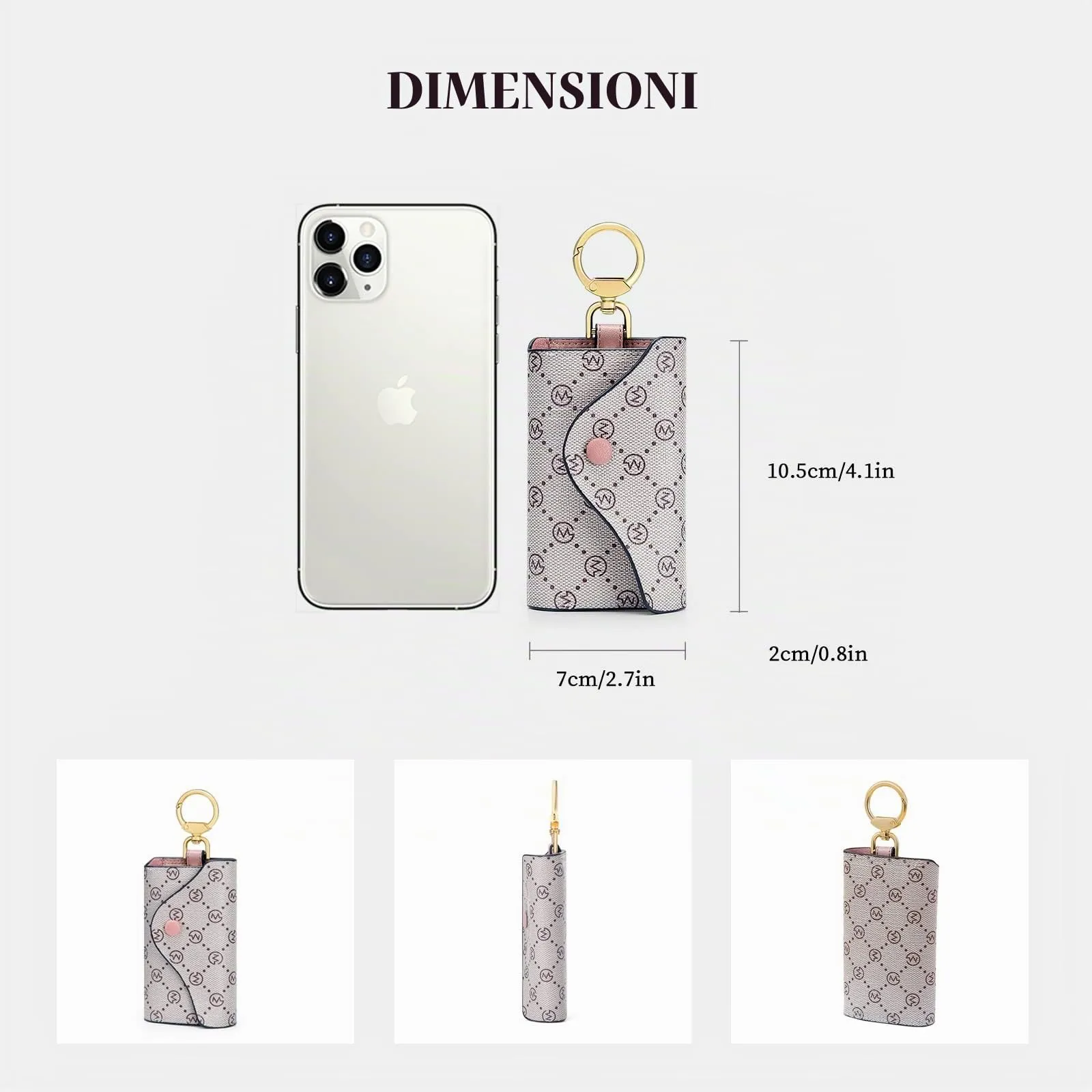 GOLF SUPAGS Portachiavi per Auto in Pelle PVC da Donna Porta Carte 6 Ganci 1 Portachiavis fisso 1 Portachiavi Staccabile - immagine 4