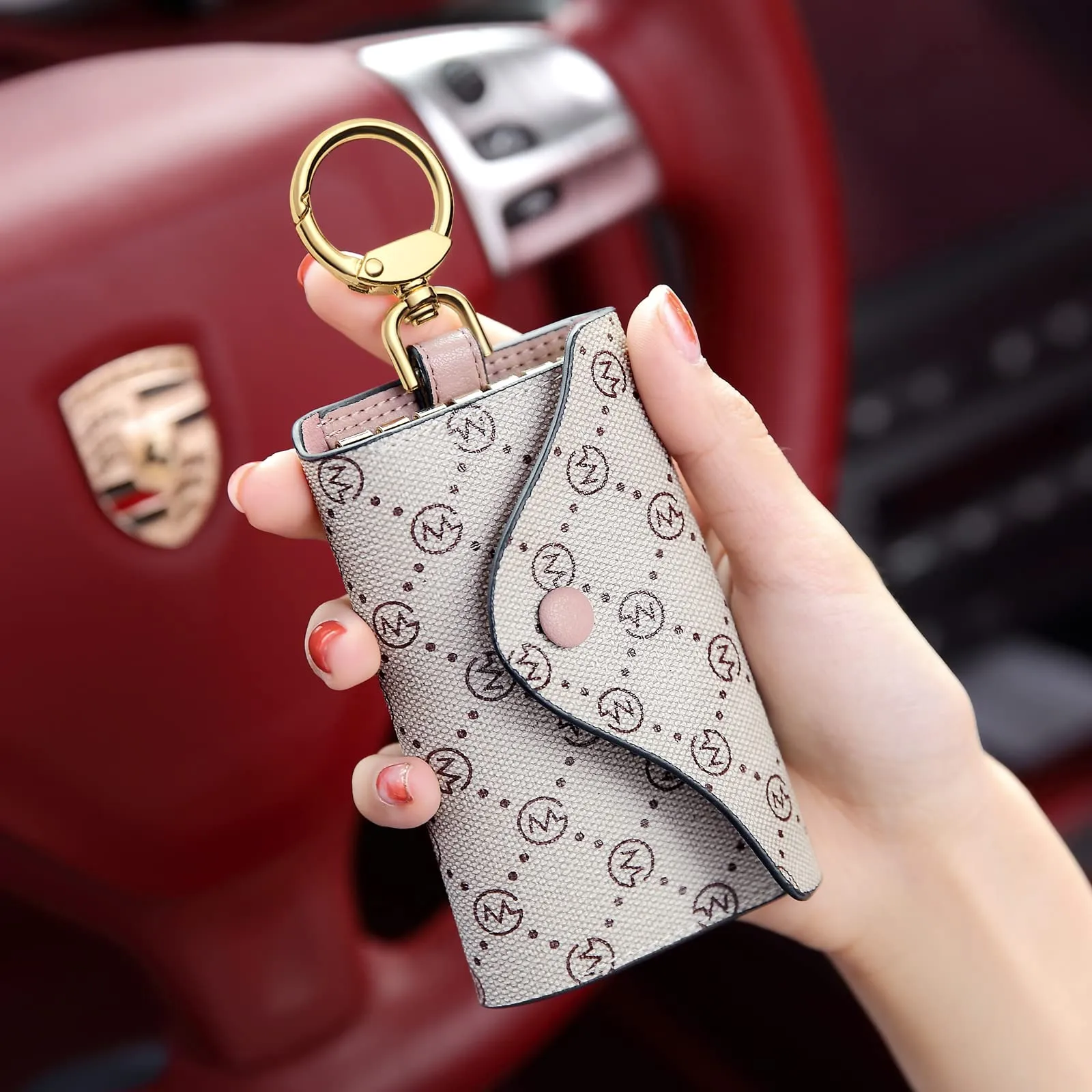 GOLF SUPAGS Portachiavi per Auto in Pelle PVC da Donna Porta Carte 6 Ganci 1 Portachiavis fisso 1 Portachiavi Staccabile - immagine 6