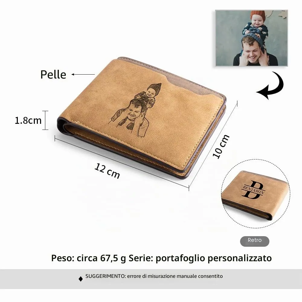 Glooraca Portafogli in pelle personalizzati per uomo Portafogli da uomo personalizzati Portafogli fotografici incisi per papà marito fidanzato (Stile C) - immagine 2
