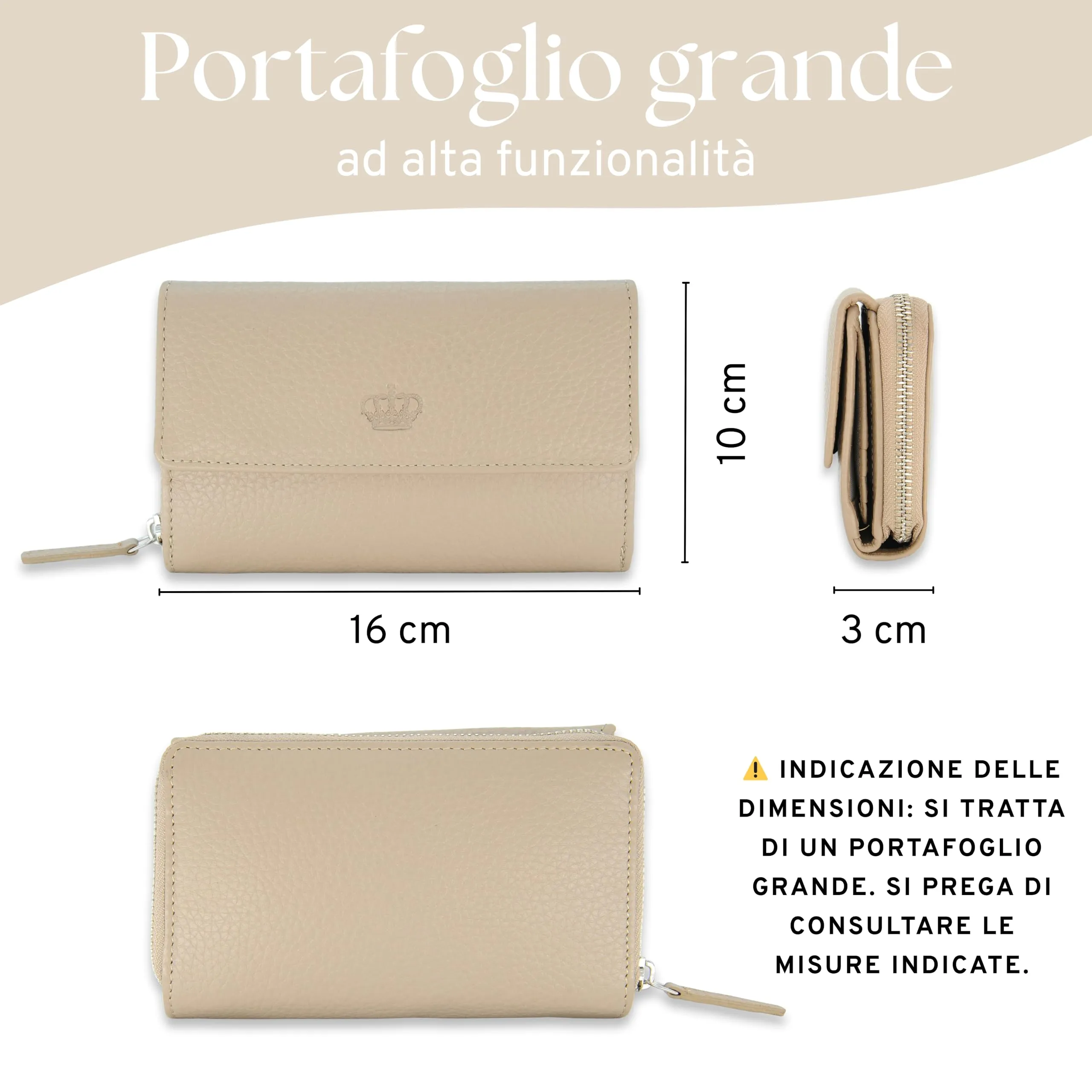 Baur portafoglio da donna – vera pelle con protezione RFID – portafoglio grande con 14 scomparti per carte – chiusura a bottone a pressione & tasca portamonete con cerniera (Talpa) - immagine 7