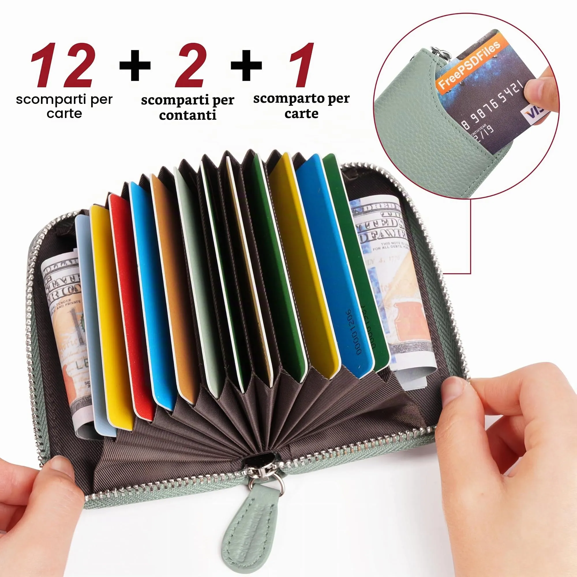 GADIEMKENSD Credit Card Holder Rfid Sleeves Wallets Slim Carteras Para Mujer Tarjeteros De Mujer Mini Purse for Travel Debit Card & Money Organizers Change Holder Wallet for Women's Gift Gray Blue - immagine 2