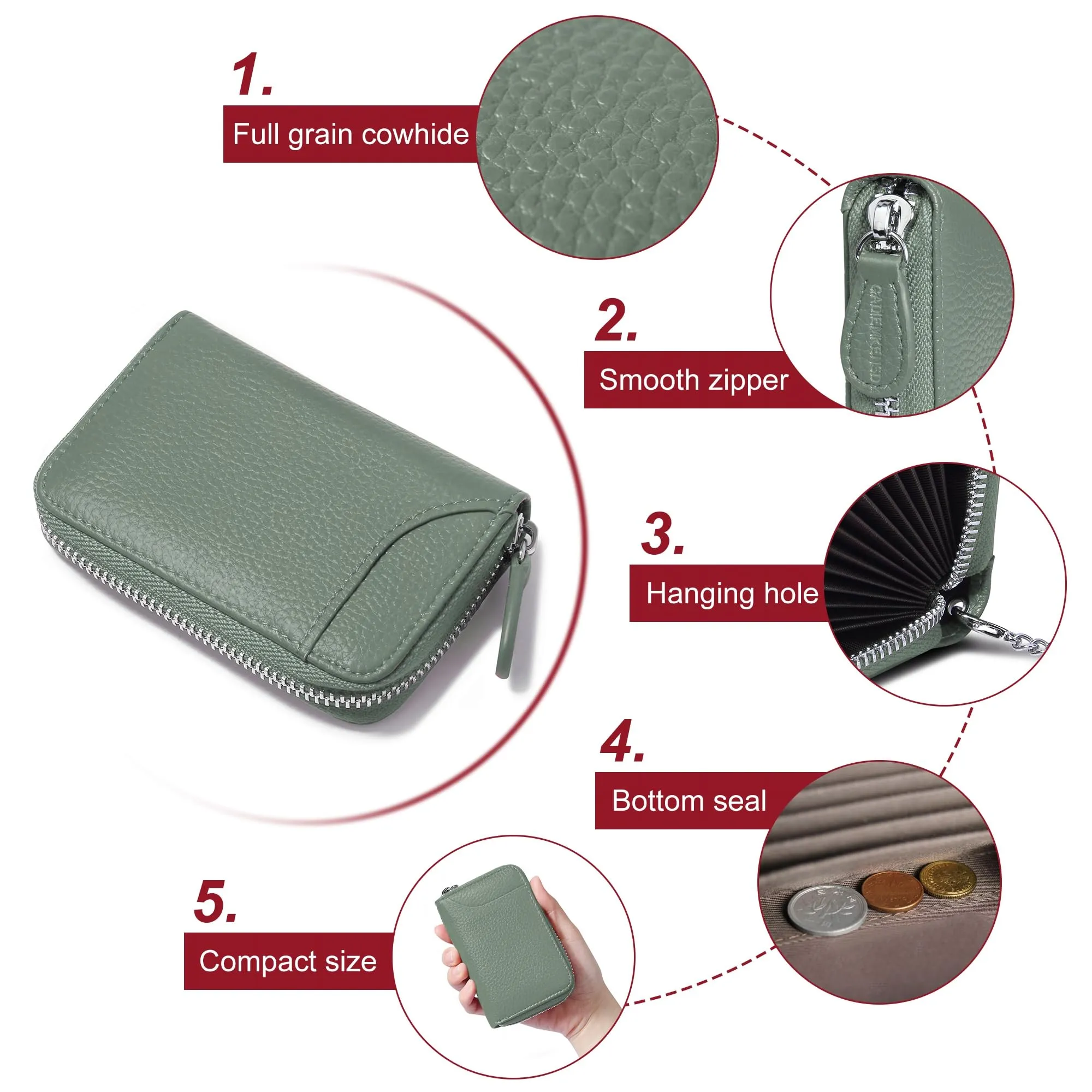 GADIEMKENSD Credit Card Holder Rfid Sleeves Wallets Slim Carteras Para Mujer Tarjeteros De Mujer Mini Purse for Travel Debit Card & Money Organizers Change Holder Wallet for Women's Gift Gray Blue - immagine 6