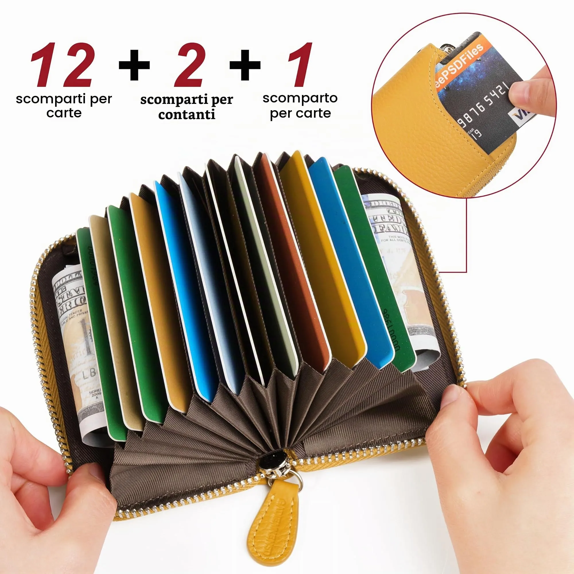 GADIEMKENSD Credit Card Holder Rfid Sleeves Wallets Thin Carteras Para Mujer Boho Tarjeteros De Mujer Mini Purse for Travel Card Cases & Money Organizers Cash Envelope Wallet for Womens Gift Yellow - immagine 2