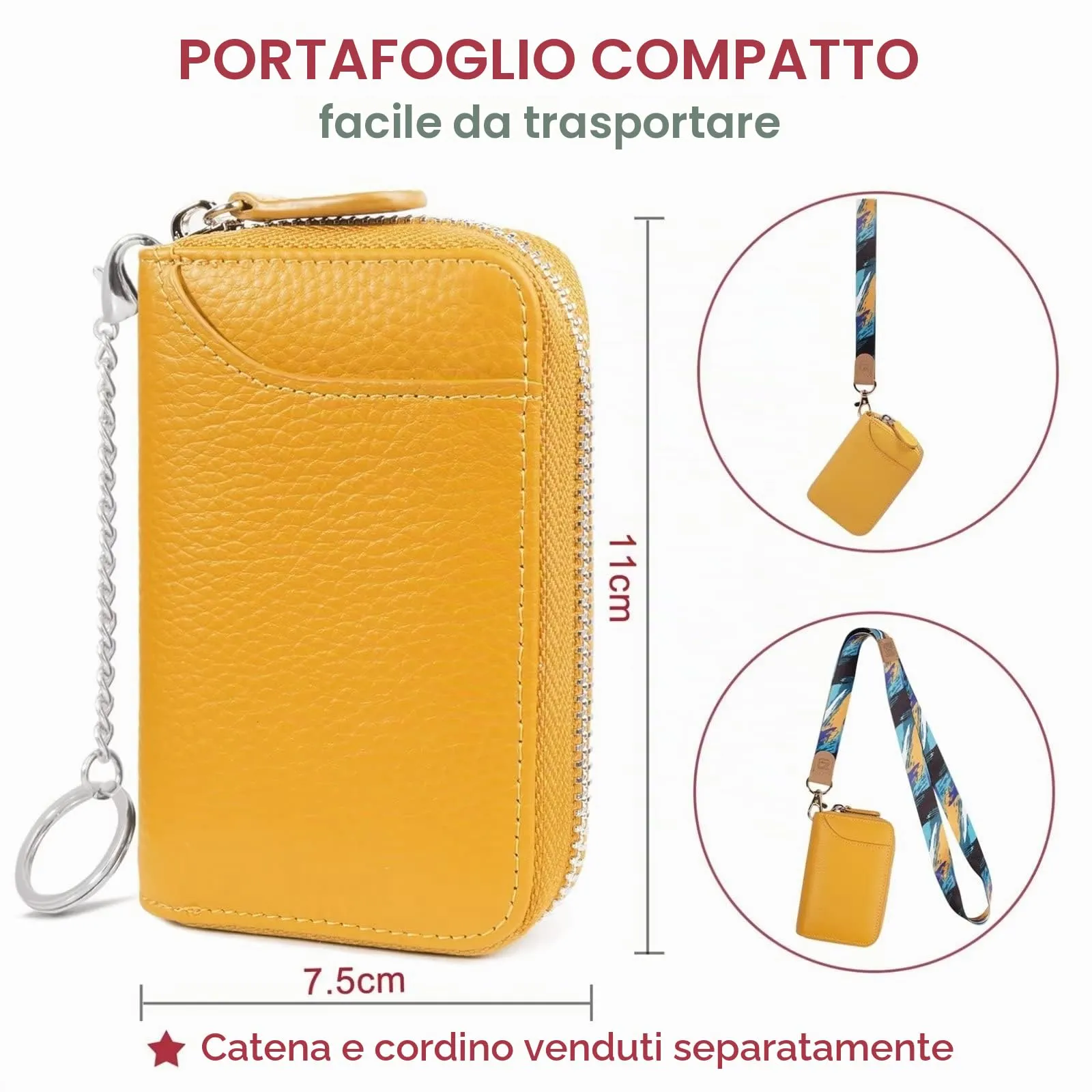 GADIEMKENSD Credit Card Holder Rfid Sleeves Wallets Thin Carteras Para Mujer Boho Tarjeteros De Mujer Mini Purse for Travel Card Cases & Money Organizers Cash Envelope Wallet for Womens Gift Yellow - immagine 3