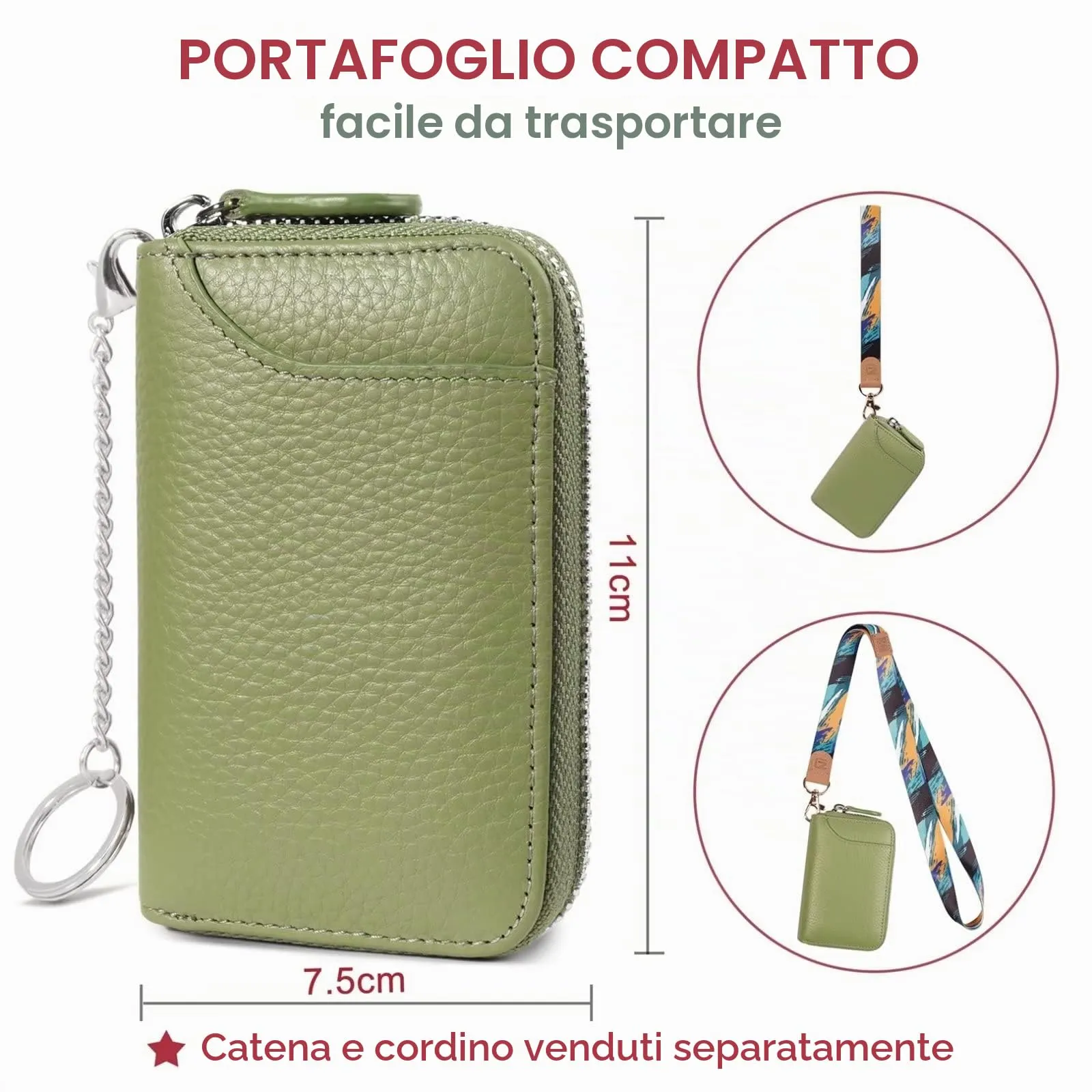 GADIEMKENSD Women Credit Card Holder Small Rfid Wallet Zipper for Travel Leather Accordion Wallets Inserts Case Photo Business Cards Organizer Cute Compact Credit Card Slot Cash Slots Light Green - immagine 3