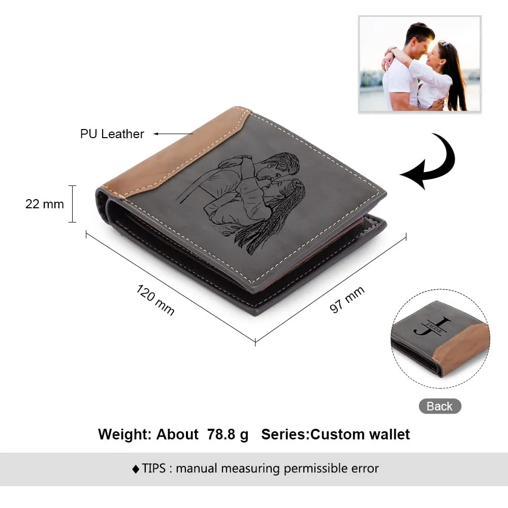 Glooraca Portafogli in pelle personalizzati per uomo Portafogli da uomo personalizzati Portafogli fotografici incisi per papà marito fidanzato (Stile E) - immagine 2