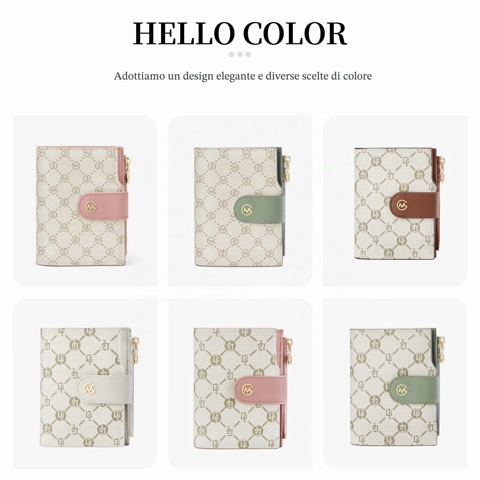 GOLF SUPAGS Portafogli per Donna Porta Carte di Credito in Pelle PVC Organizzatore Multi-Carta di Grande Capacità Portamonete Piccolo con Tasca con Cerniera Bifold - immagine 5