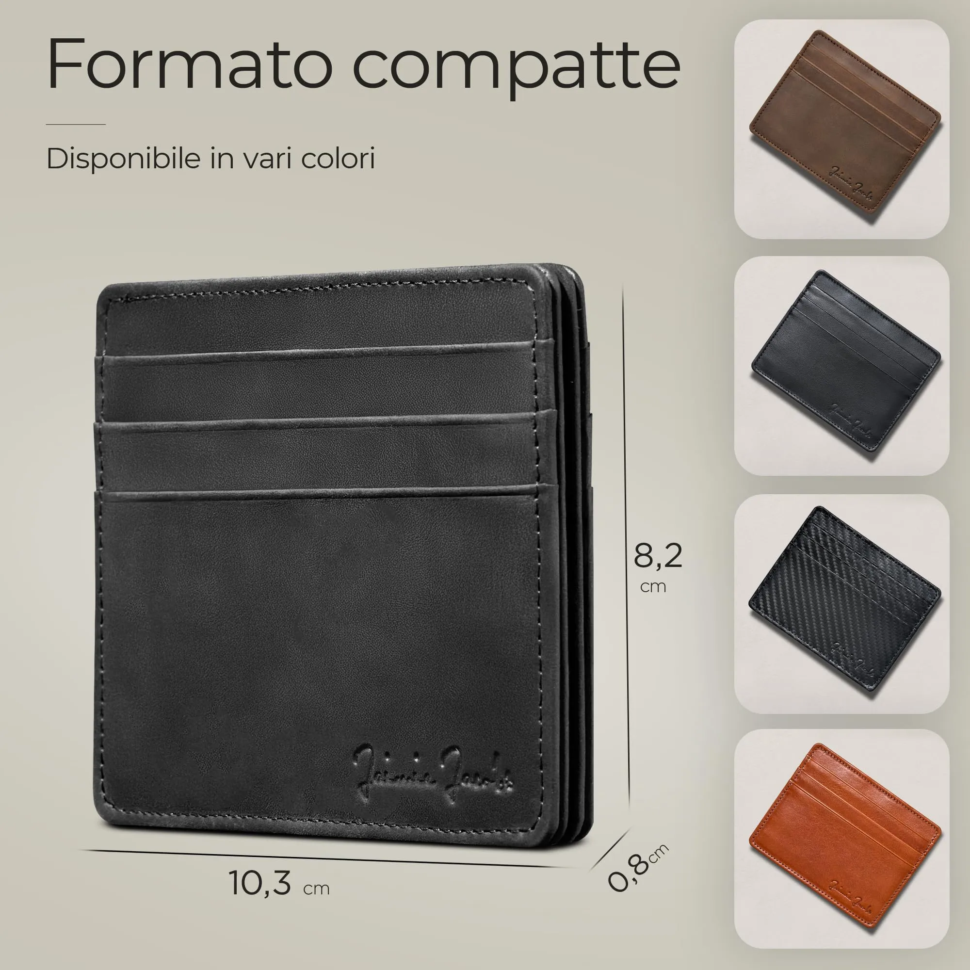 Jaimie Jacobs Flap Boy Slim Portafoglio Magico Magic Wallet Protezione RFID Portafoglio Uomo Piccolo Porta Carte di Credito Porta Tessere (Pelle di bufalo Nero) - immagine 5