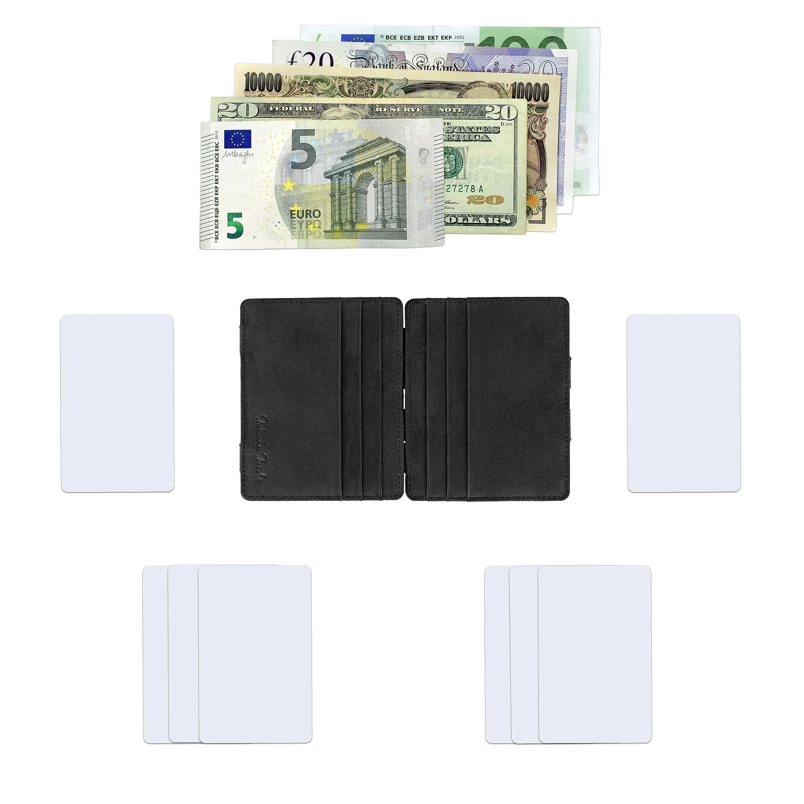 Jaimie Jacobs Flap Boy Slim Portafoglio Magico Magic Wallet Protezione RFID Portafoglio Uomo Piccolo Porta Carte di Credito Porta Tessere (Pelle di bufalo Nero) - immagine 7