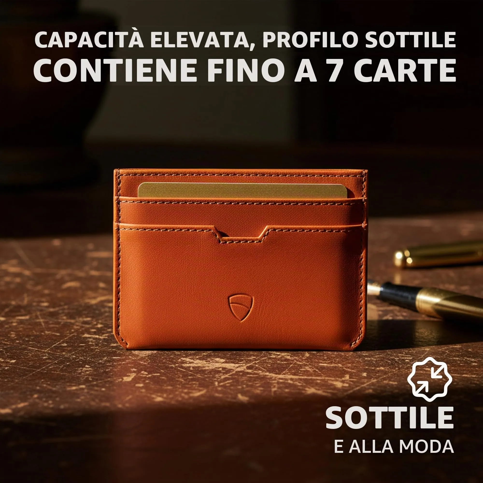 Vaultskin MOORGATE Porta Carte Uomo in Pelle con RFID, Marrone castagna - immagine 2