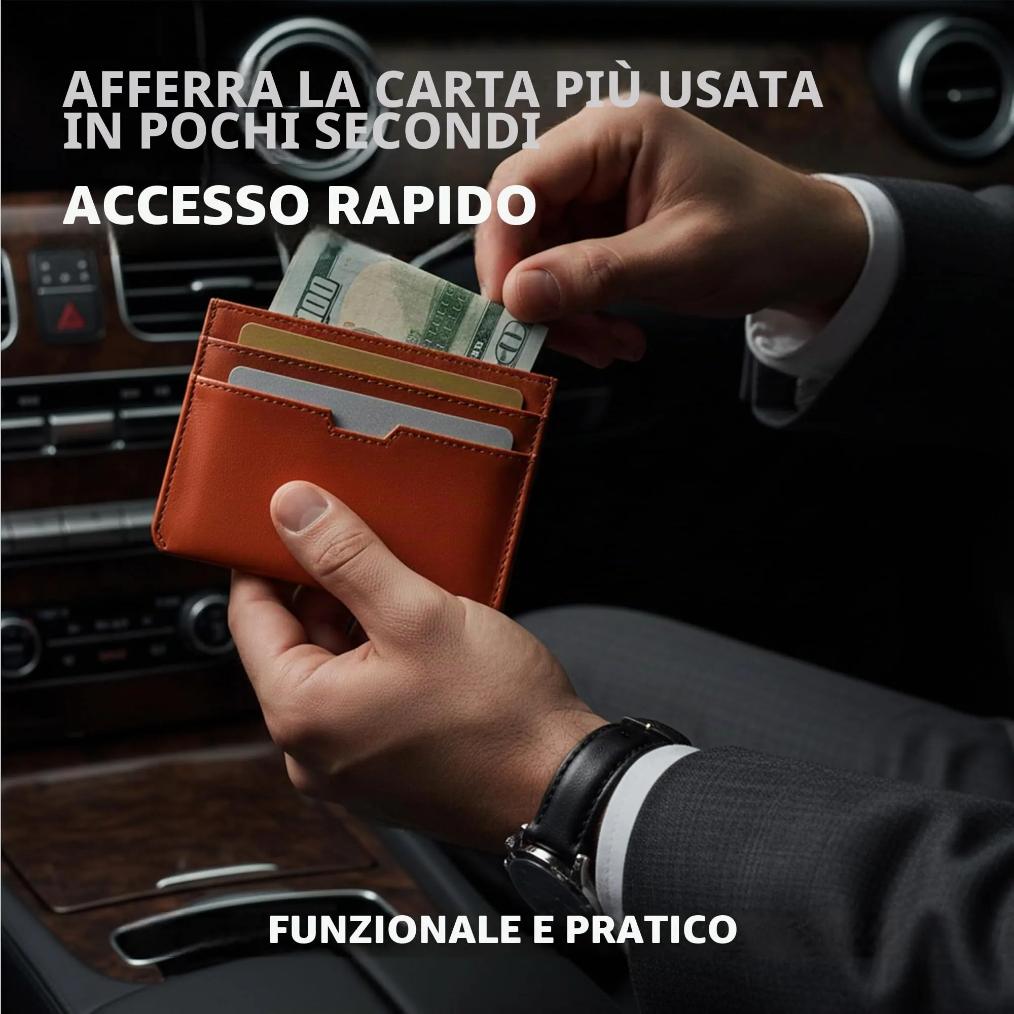 Vaultskin MOORGATE Porta Carte Uomo in Pelle con RFID, Marrone castagna - immagine 5