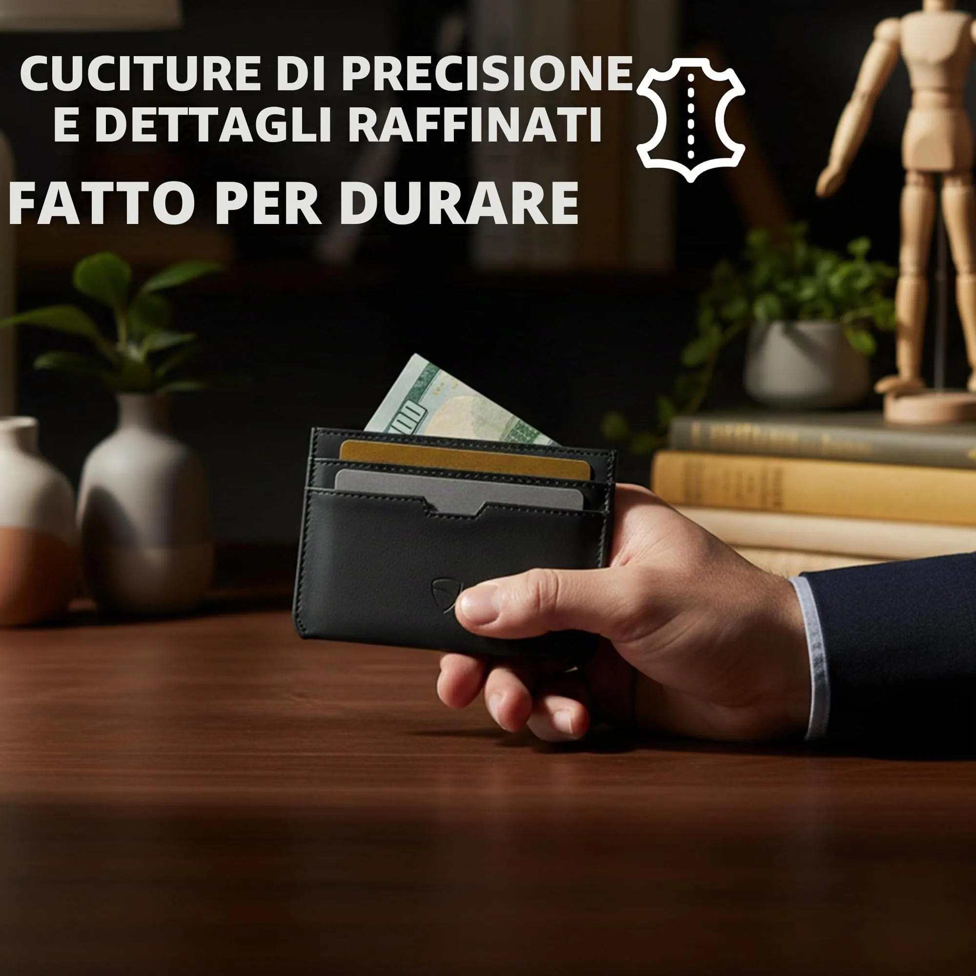 Vaultskin MOORGATE Porta Carte Uomo in Pelle con RFID, Nero intenso - immagine 6