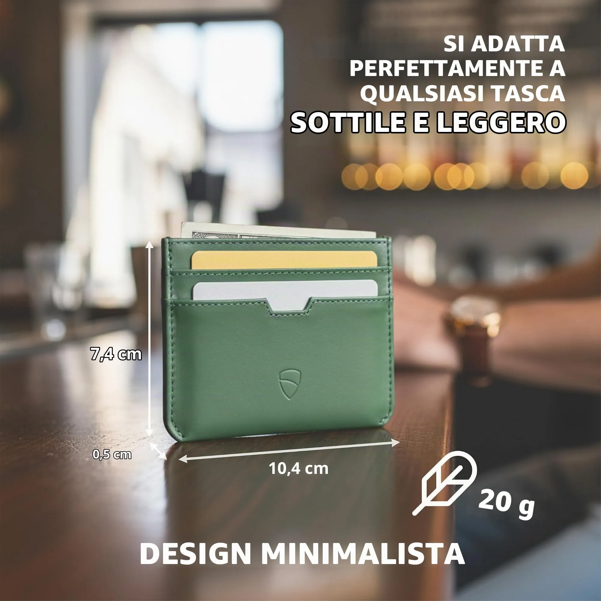 Vaultskin MOORGATE Porta Carte Uomo in Pelle con RFID, Verde cacciatore - immagine 5